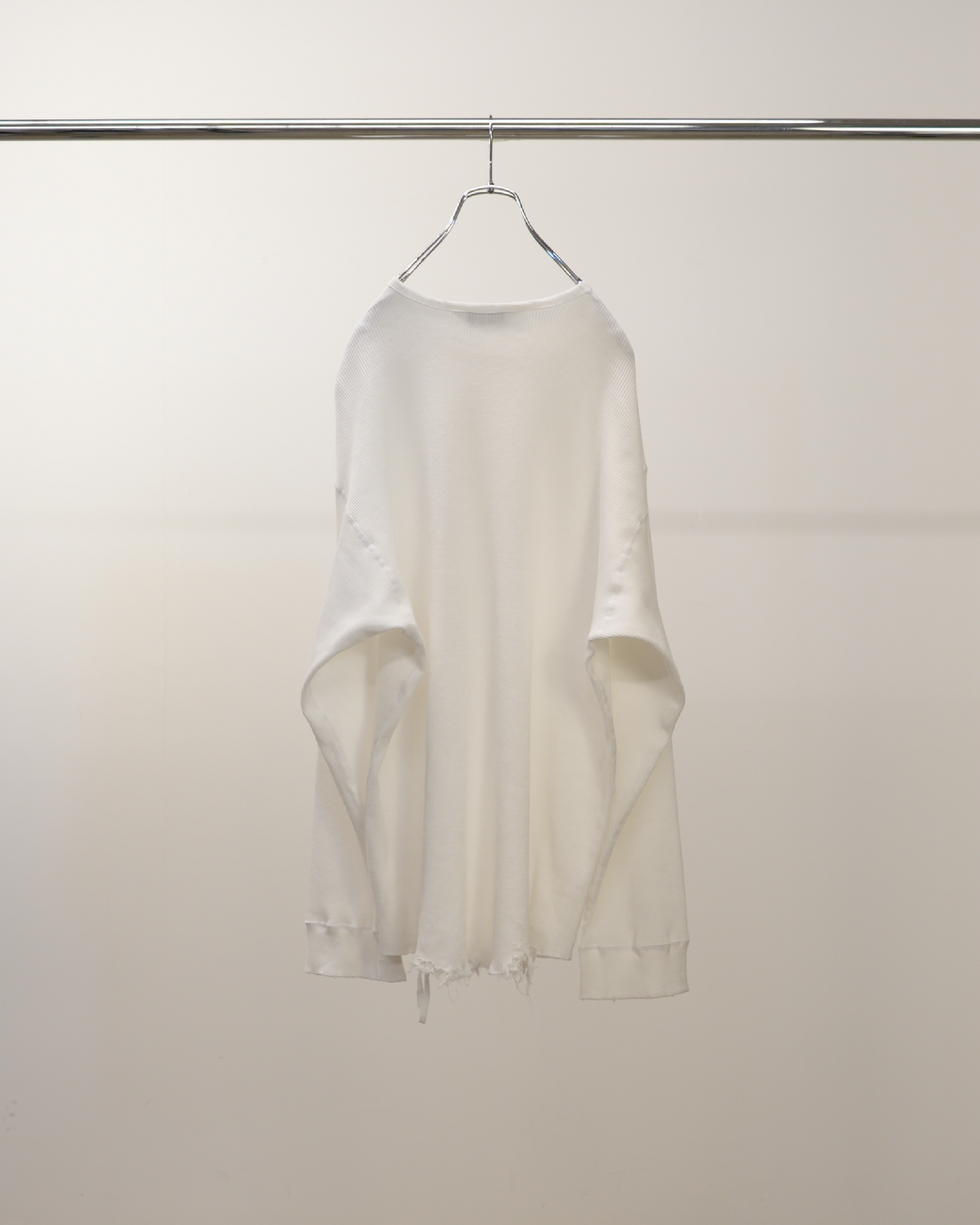 DAMAGE WAFFLE CREW LS T-SHIRT(WHITE)