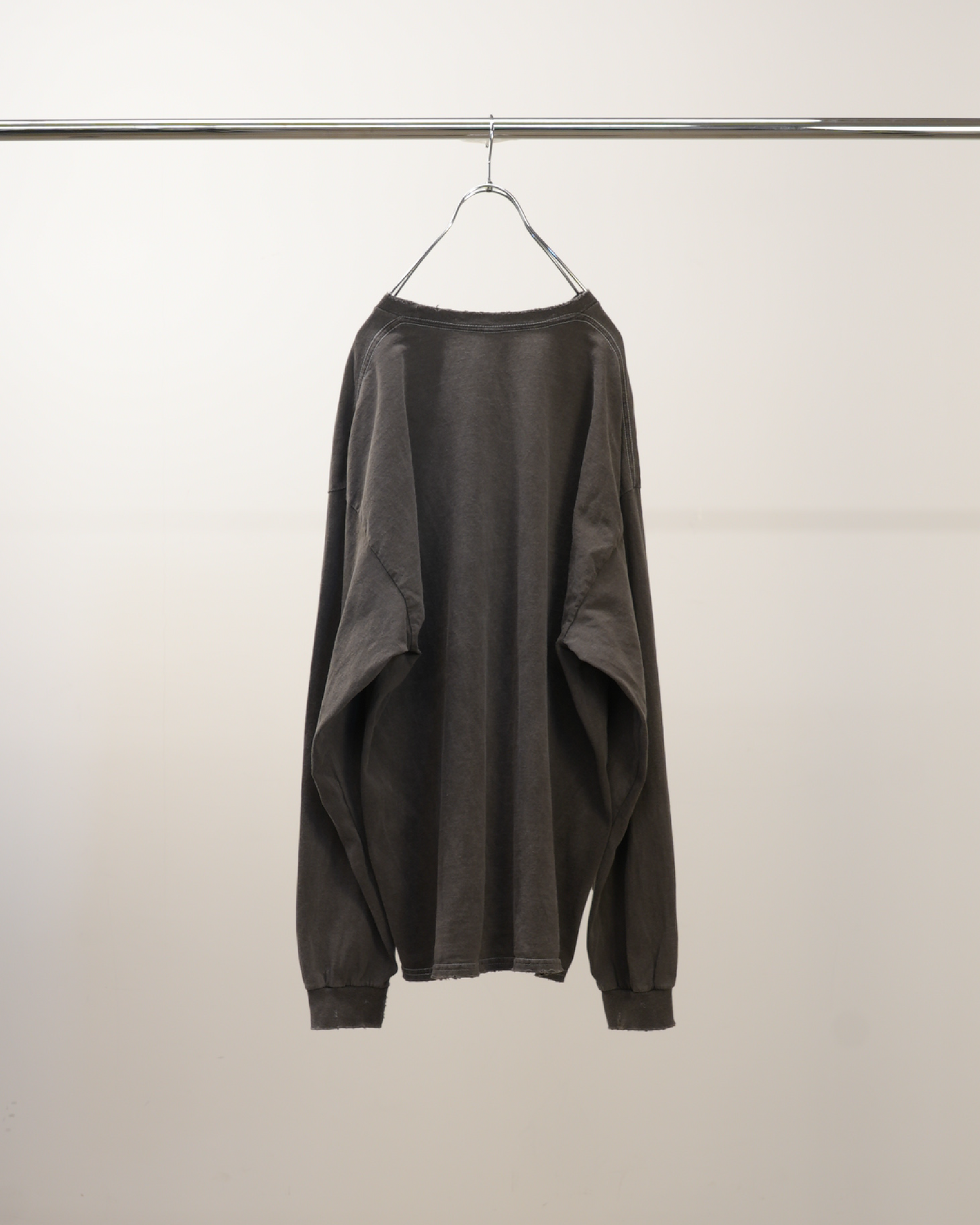 EMBROIDERY DYED LS T-SHIRT(F.BLACK)