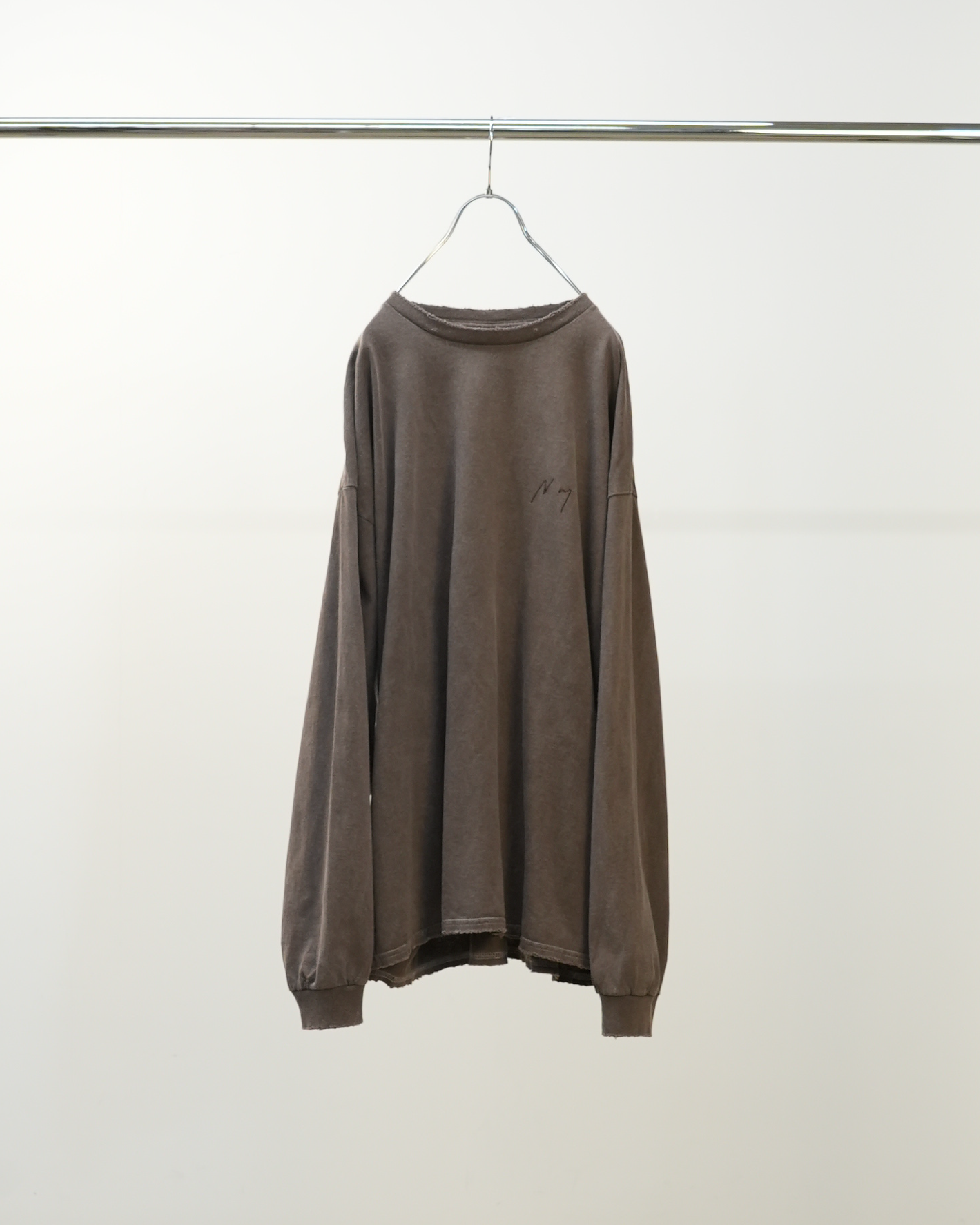EMBROIDERY DYED LS T-SHIRT(BROWN) – ANCELLM