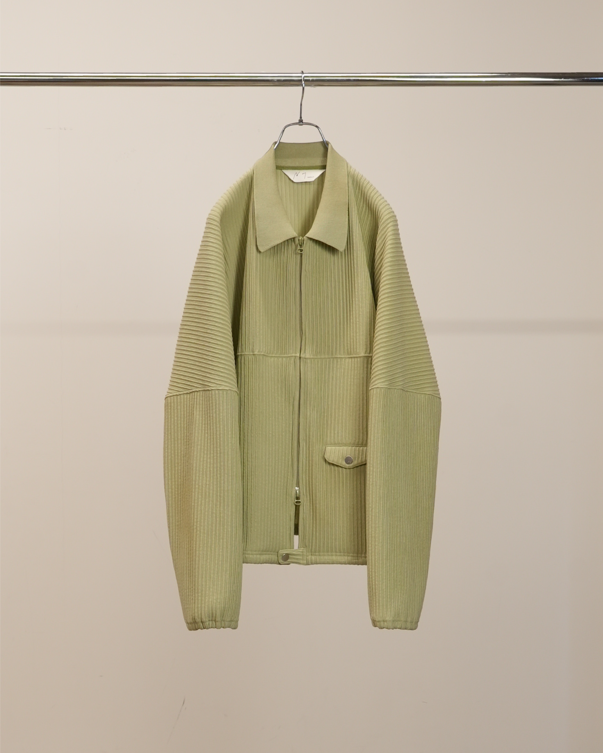 WRINKLED STRIPE SHORT SHIRT JACKET(WASABI) – ANCELLM