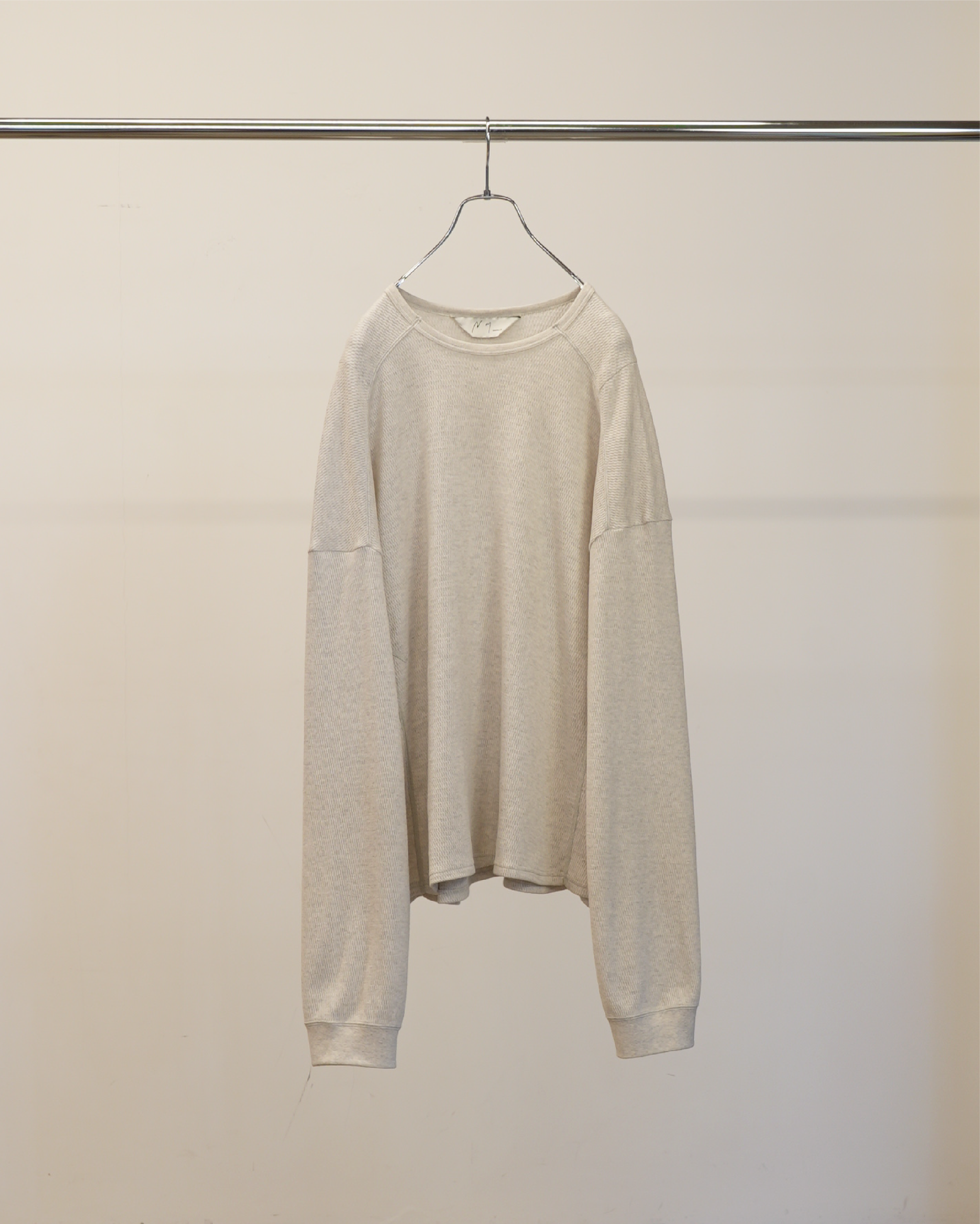 WAFFLE CREW NECK LS(HEATHER WHITE) – ANCELLM