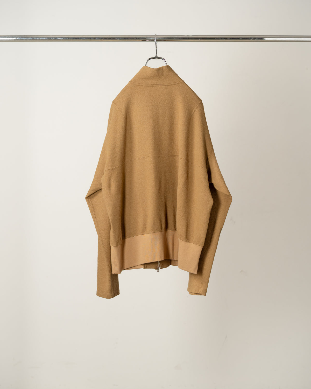 SHRINK WOOL ZIP UP STAND BLOUSON(BEIGE)