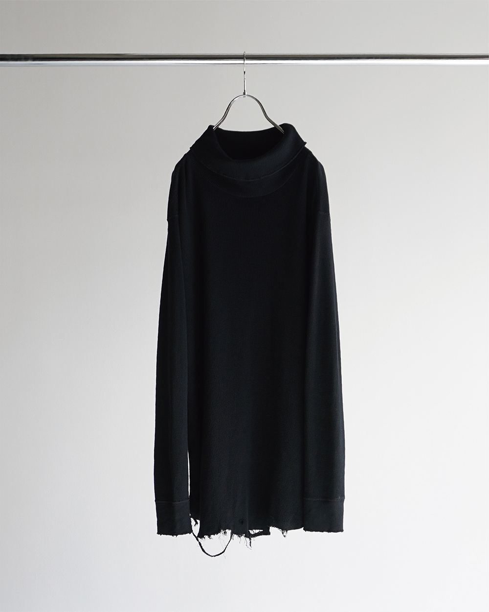 ANCELLM/22AW/Turtleneck Waffle Over Sized LS/1/BLK/ANC-CT10-