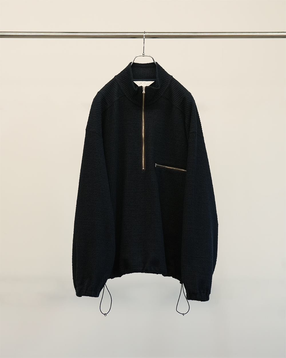 CUT STRIPE HALF ZIP PULL OVER SHIRT(NAVY) – ANCELLM CUT STRIPE HALF ZIP PULL OVER SHIRT(NAVY) – ANCELLM