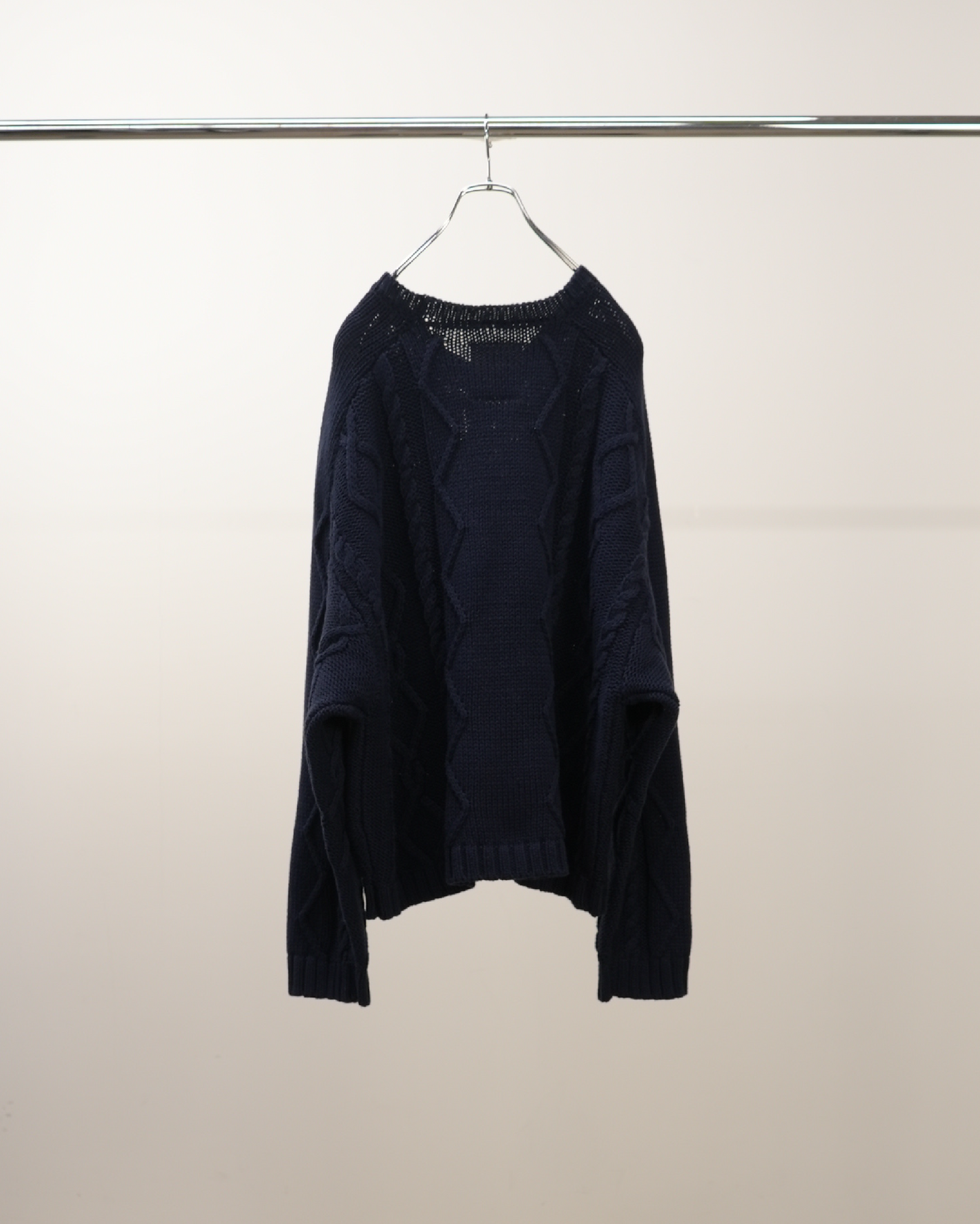 EMBROIDERY CABLE STITCH KNIT(NAVY)