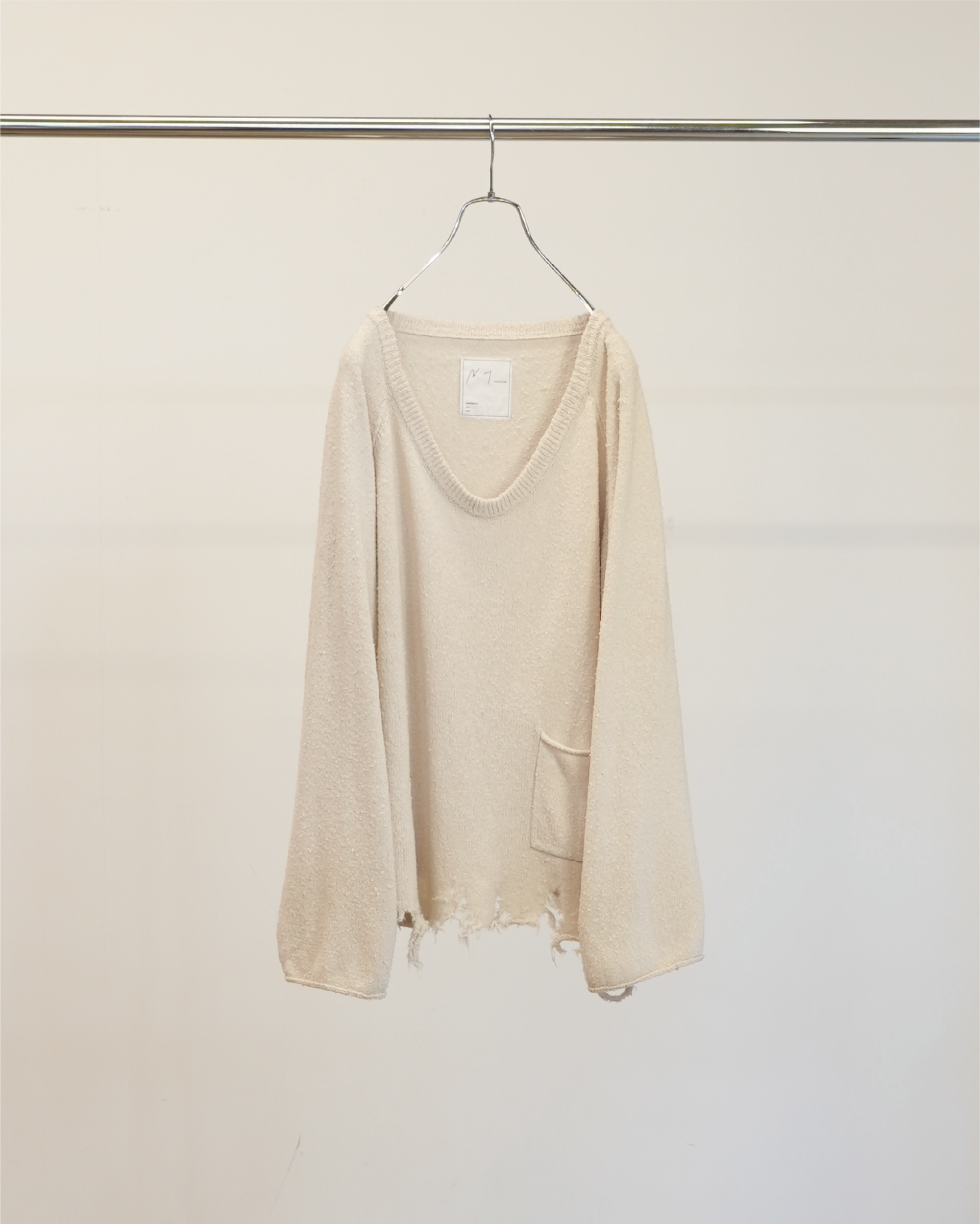 DAMAGE SILK UVNECK KNIT(OFF) – ANCELLM