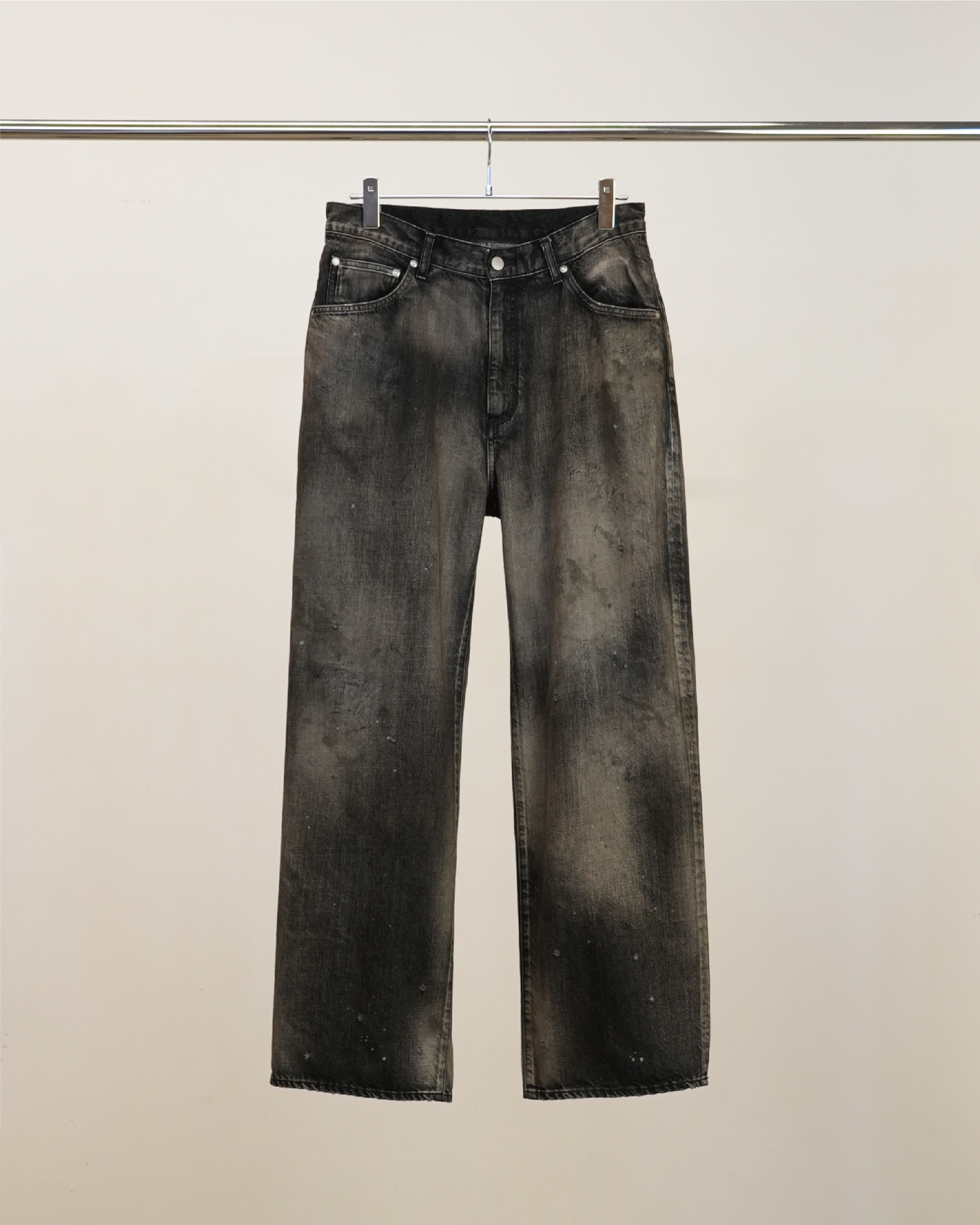 AGING MIDDLE STRAIGHT 5P DENIM PANTS(BLACK) – ANCELLM