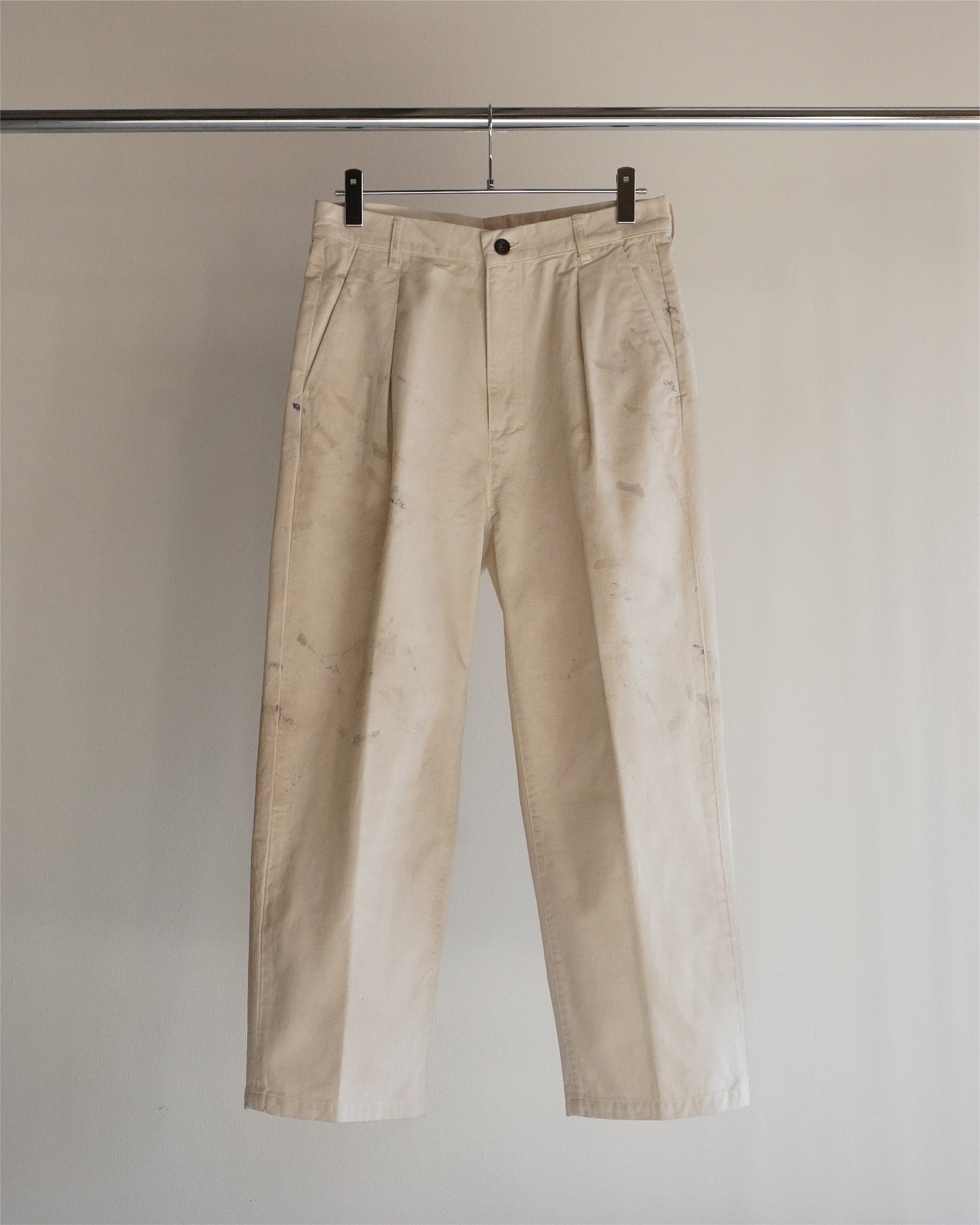 新品】ANCELLM PAINT CHINO TROUSERS IVORY 1