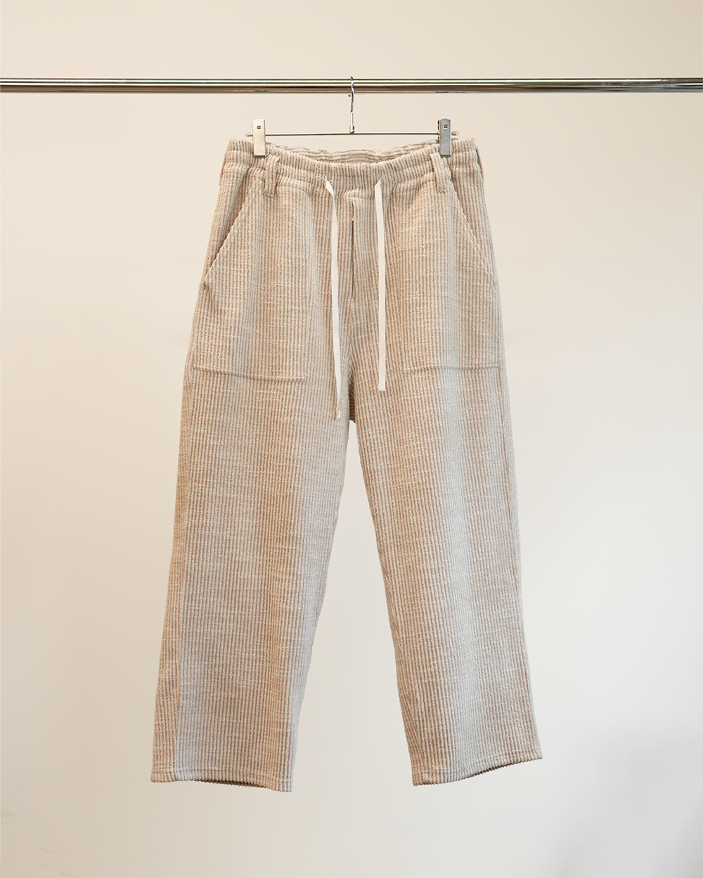 CUT STRIPE EASY BAKER PANTS(BEIGE) – ANCELLM CUT STRIPE EASY BAKER PANTS(BEIGE) – ANCELLM