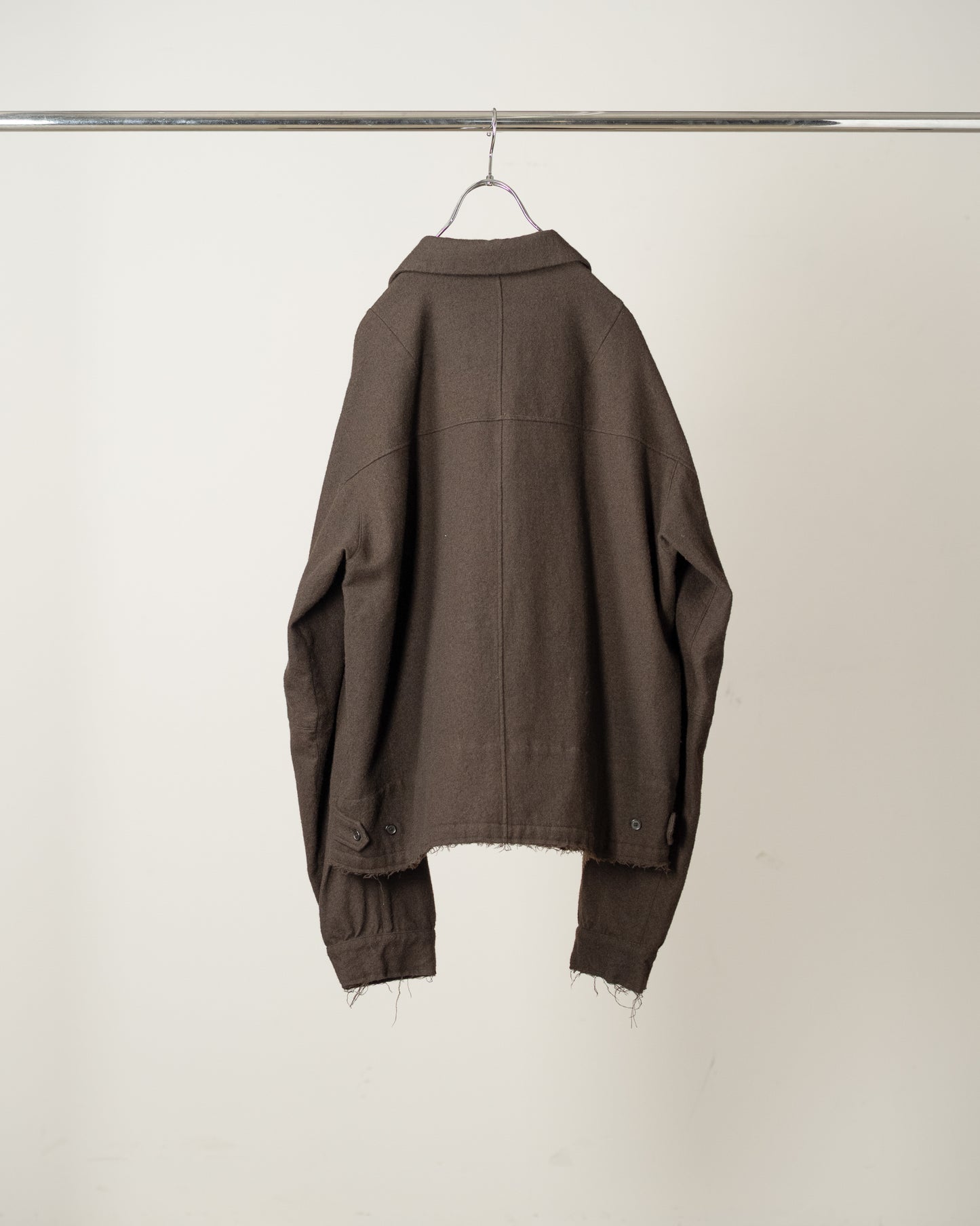 SHRINK WOOL ZIP-UP SHIRT JACKET(BROWN)