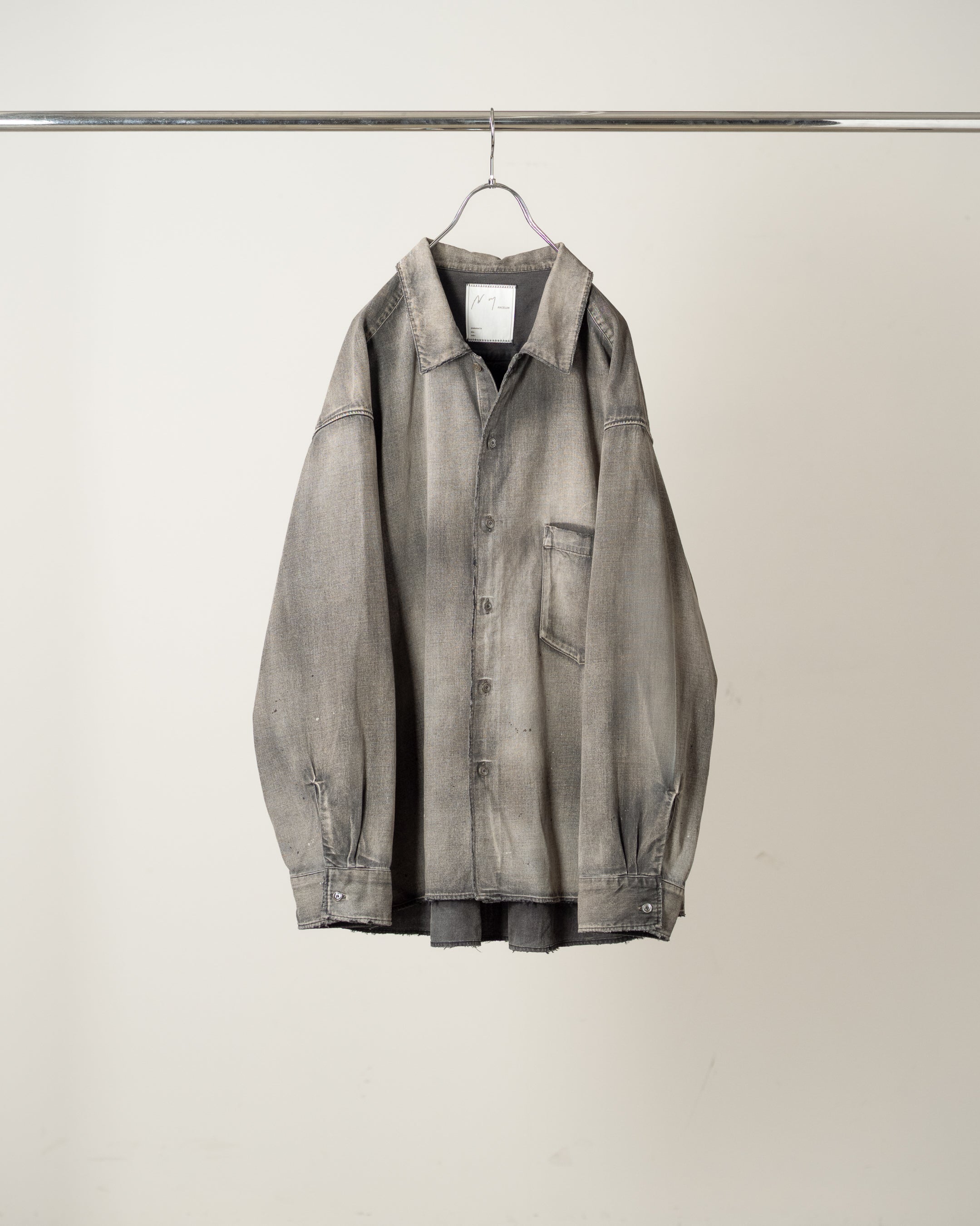L.T OZ DENIM SHIRT(BLACK) – ANCELLM
