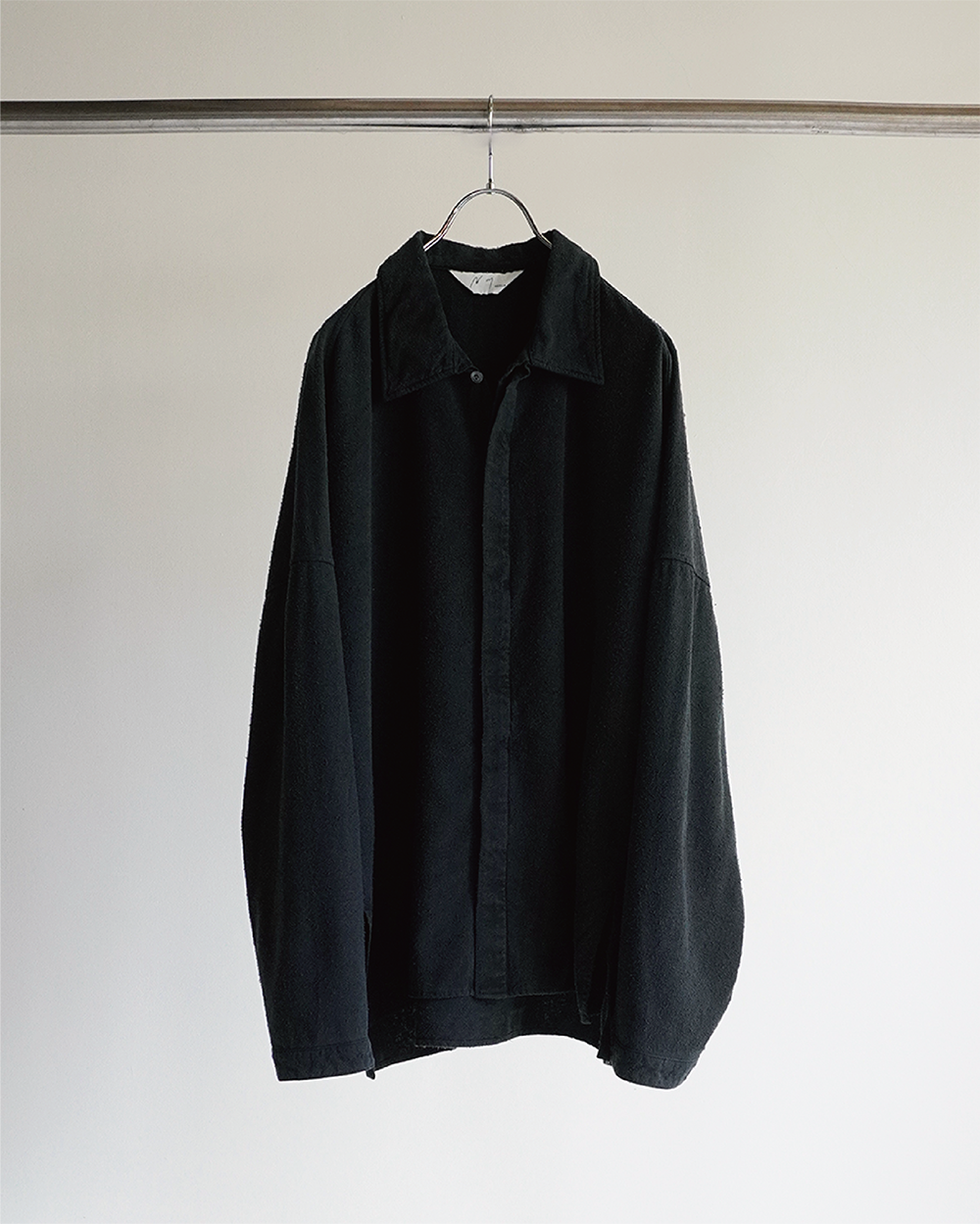 SILK SUEDE DRESS LS SHIRT(BLACK)