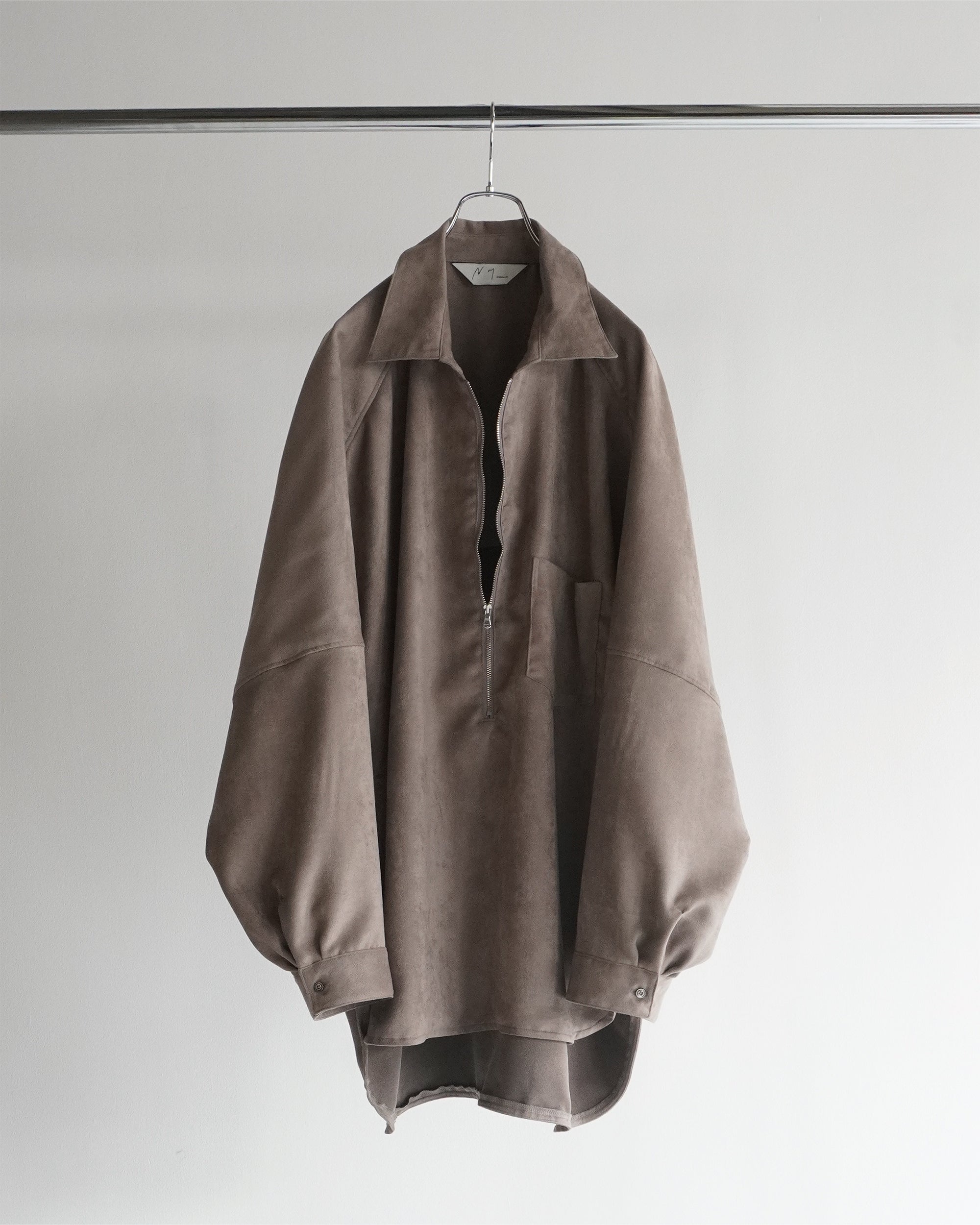 VEGAN LEATHER SKIPPER LONG LS ZIP SHIRT(GRAY) – ANCELLM
