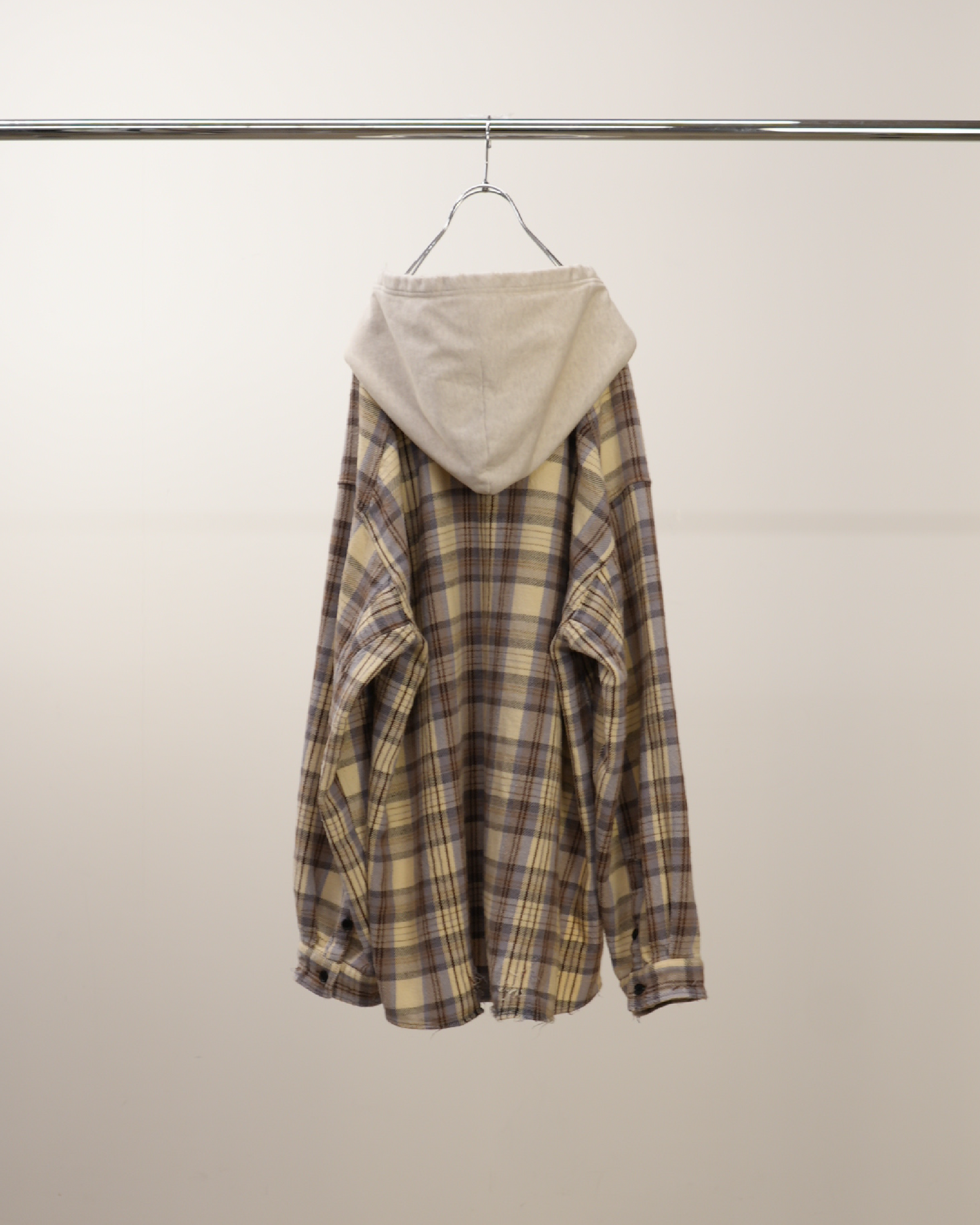 NEL CHECK HOODIE SHIRT(IVORY)