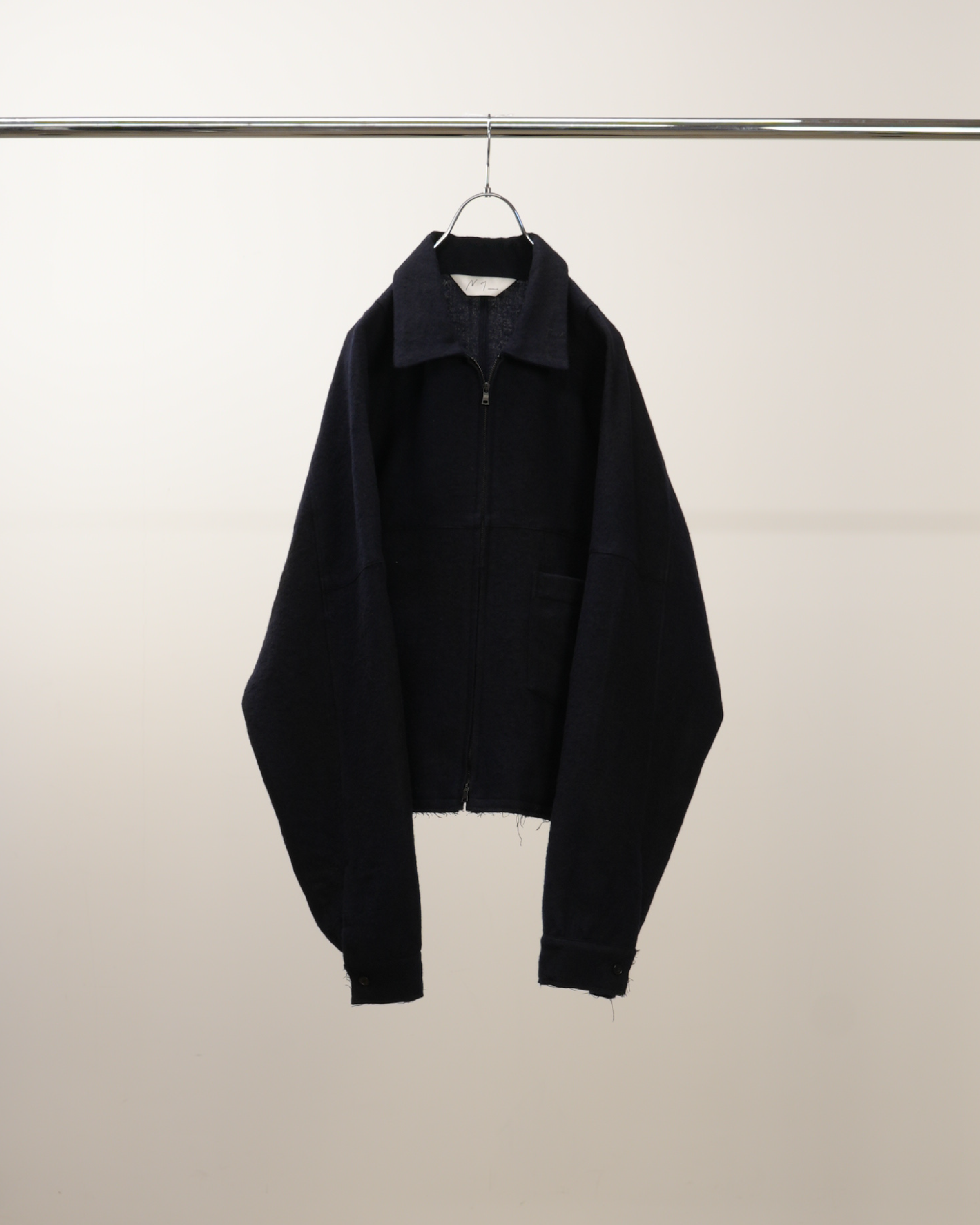 SHRINK WOOL SHORT ZIPUP SHIRT JACKET(NAVY) – ANCELLM