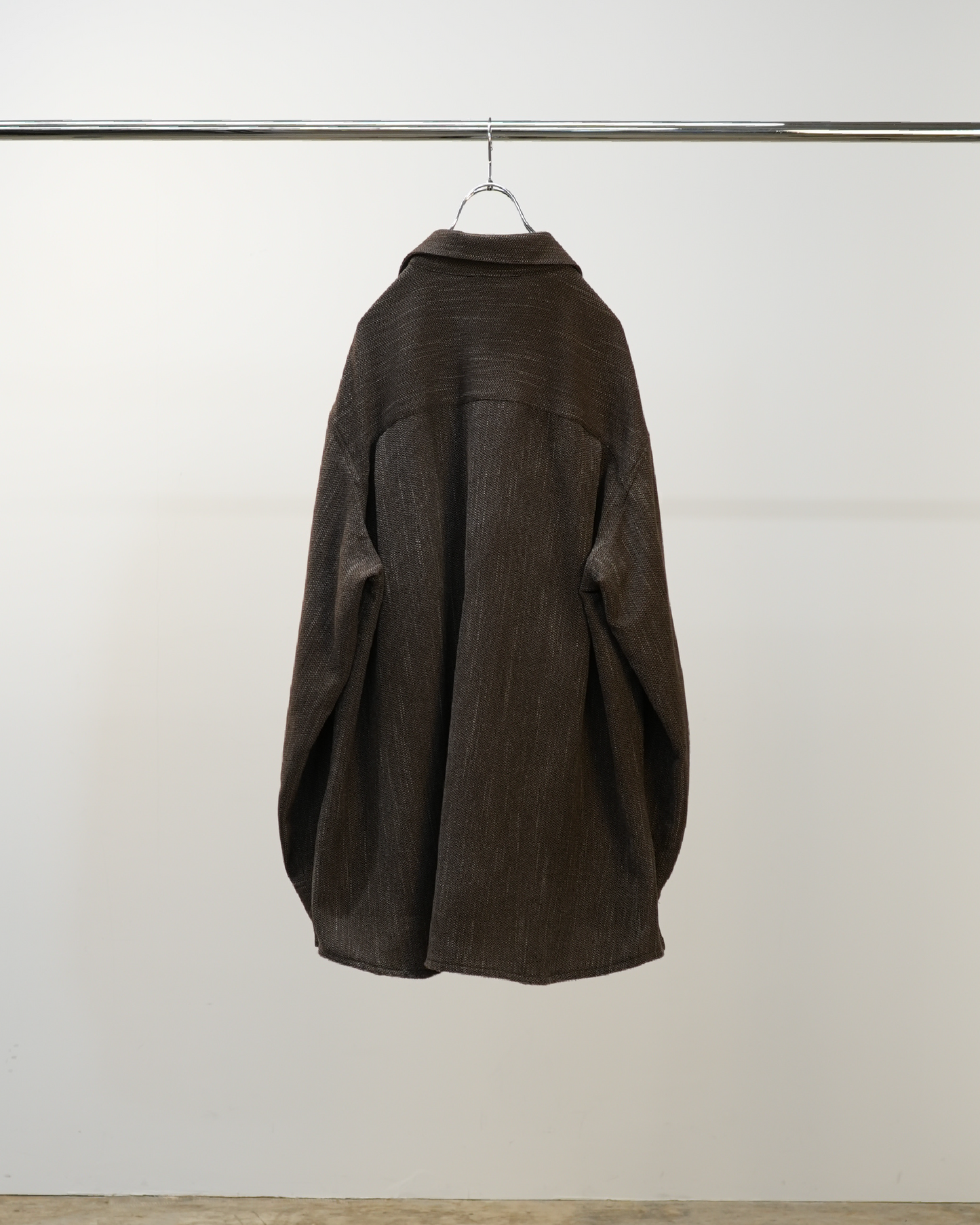 MELANGE WOOL OVER WORK SHIRT(BROWN)