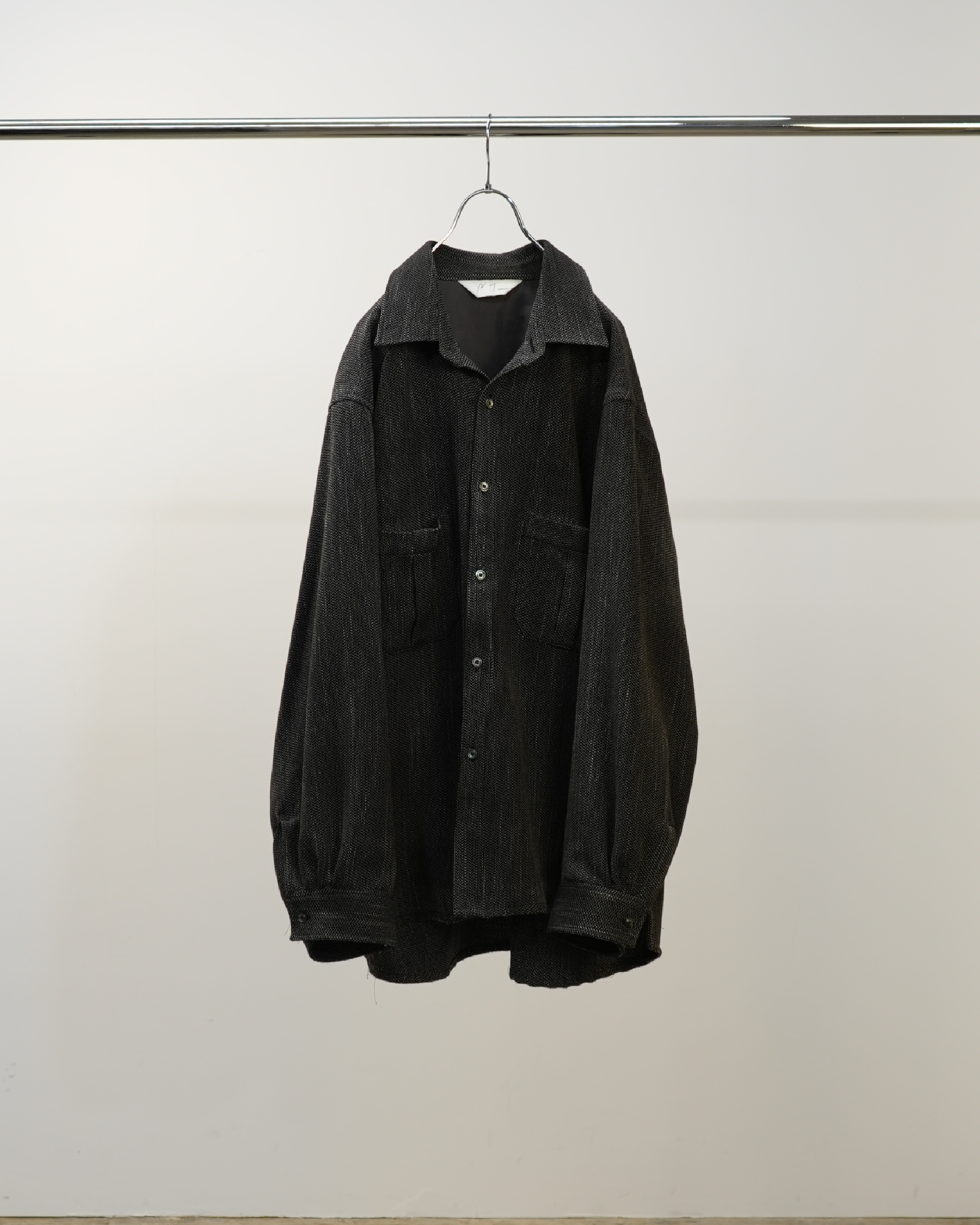 MELANGE WOOL OVER WORK SHIRT(BLACK) – ANCELLM