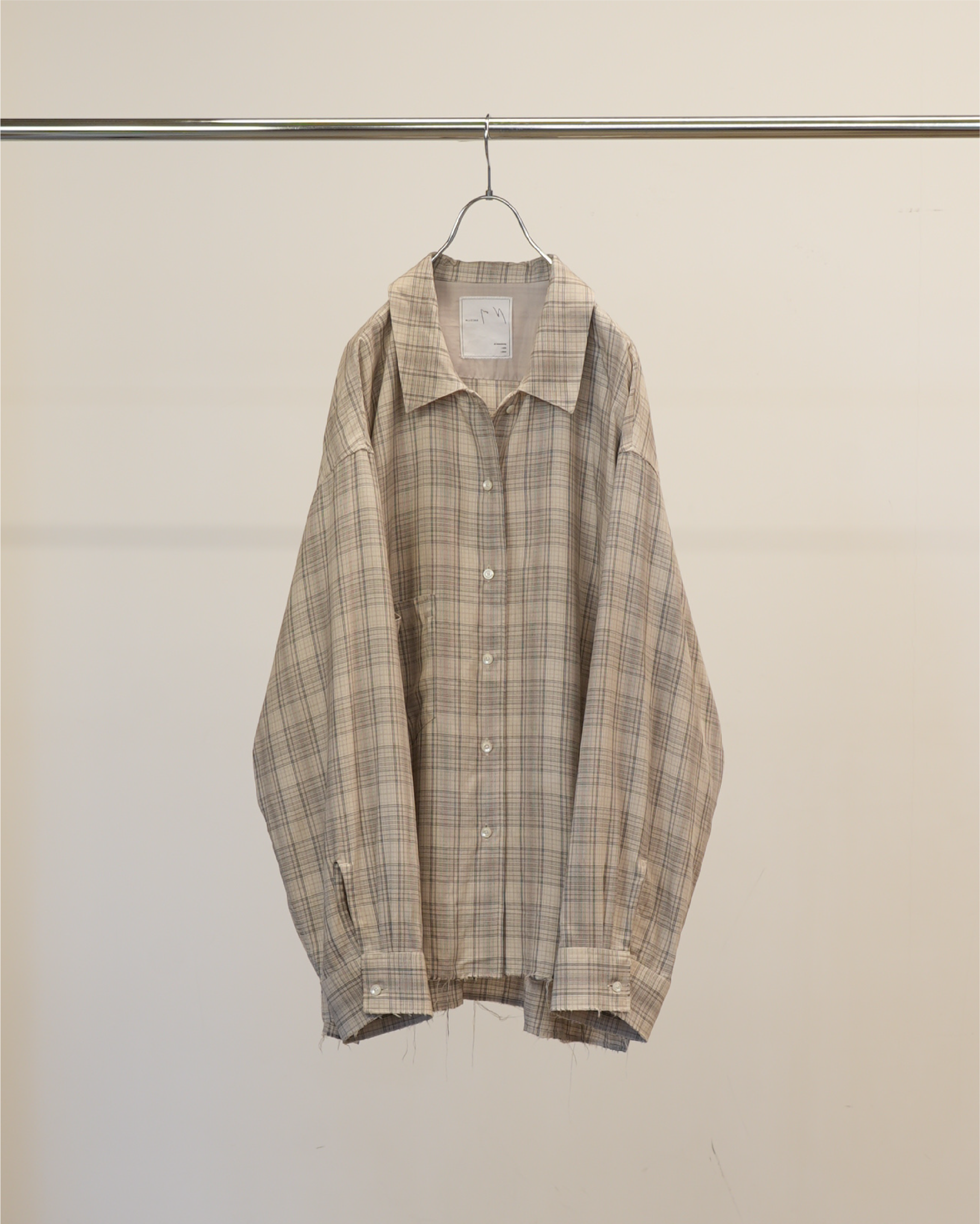 AGING RAYON CHECK SHIRT(BEIGE) – ANCELLM