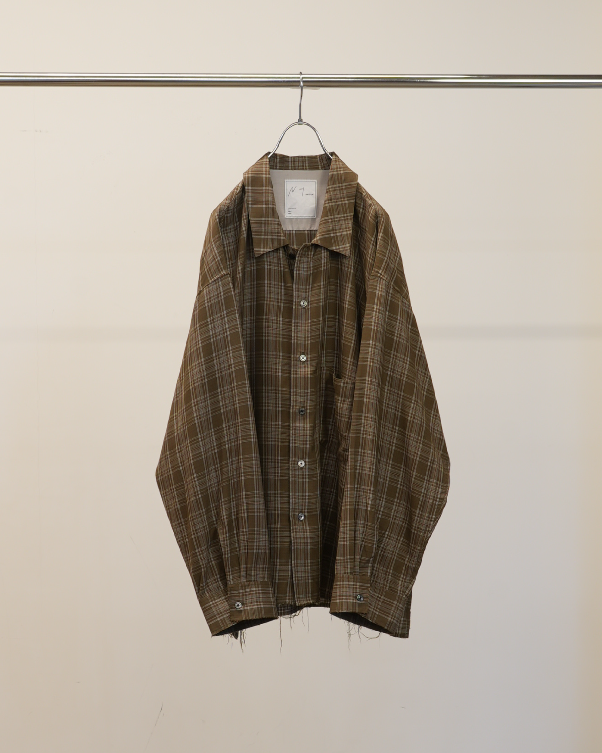 AGING RAYON CHECK SHIRT(GREEN) – ANCELLM