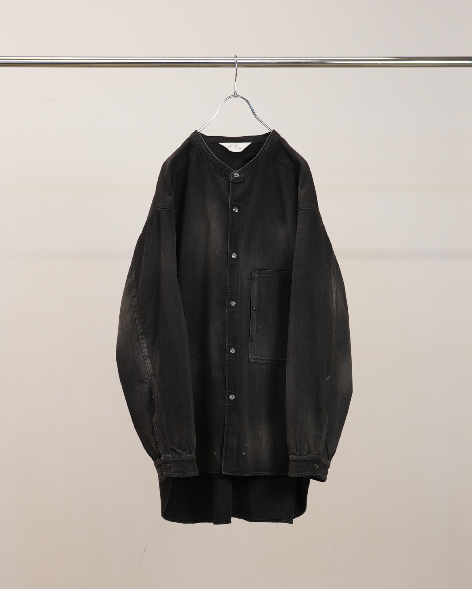 DENIM BAND COLLAR SHIRT(BLACK) – ANCELLM