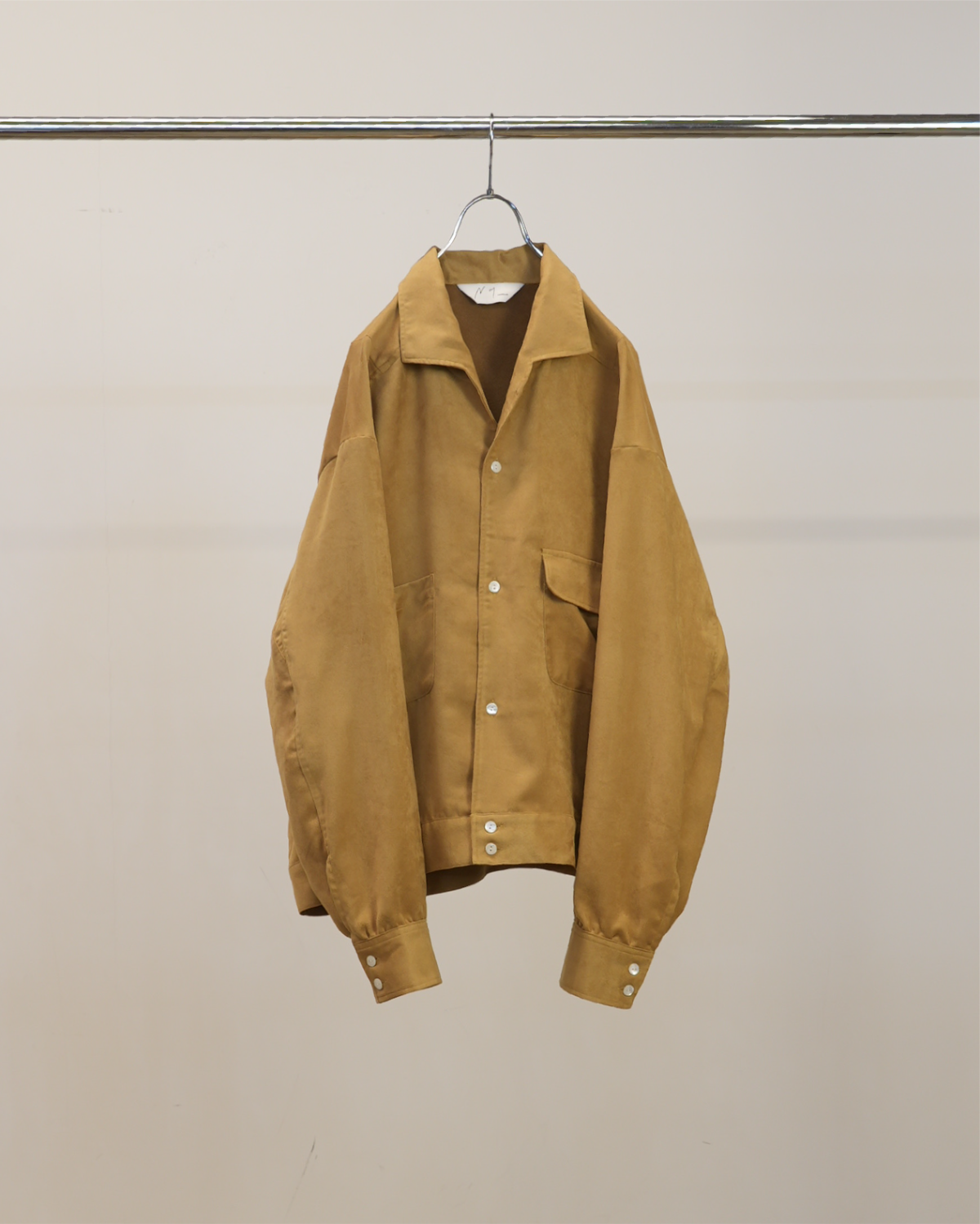 VEGAN SUEDE OPEN COLLAR SHIRT(YELLOW) – ANCELLM