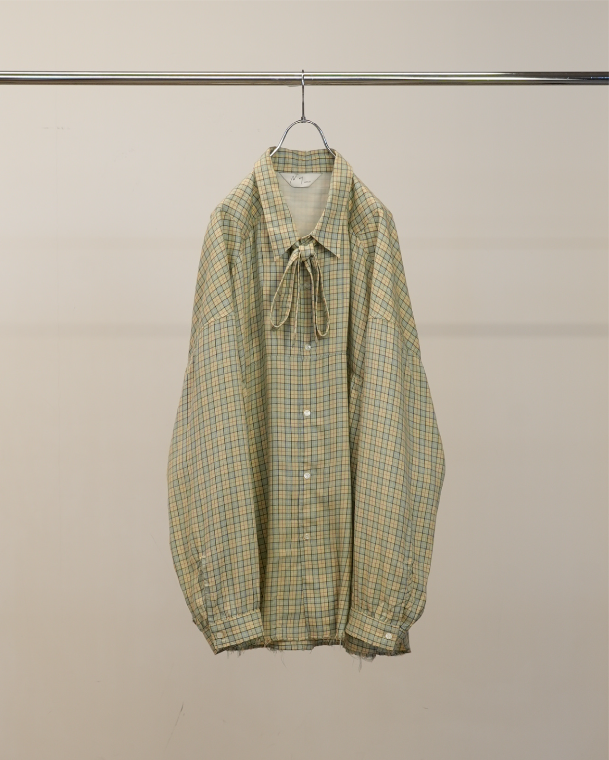 BOW-TIE CHECK SHIRT(CREAM) – ANCELLM