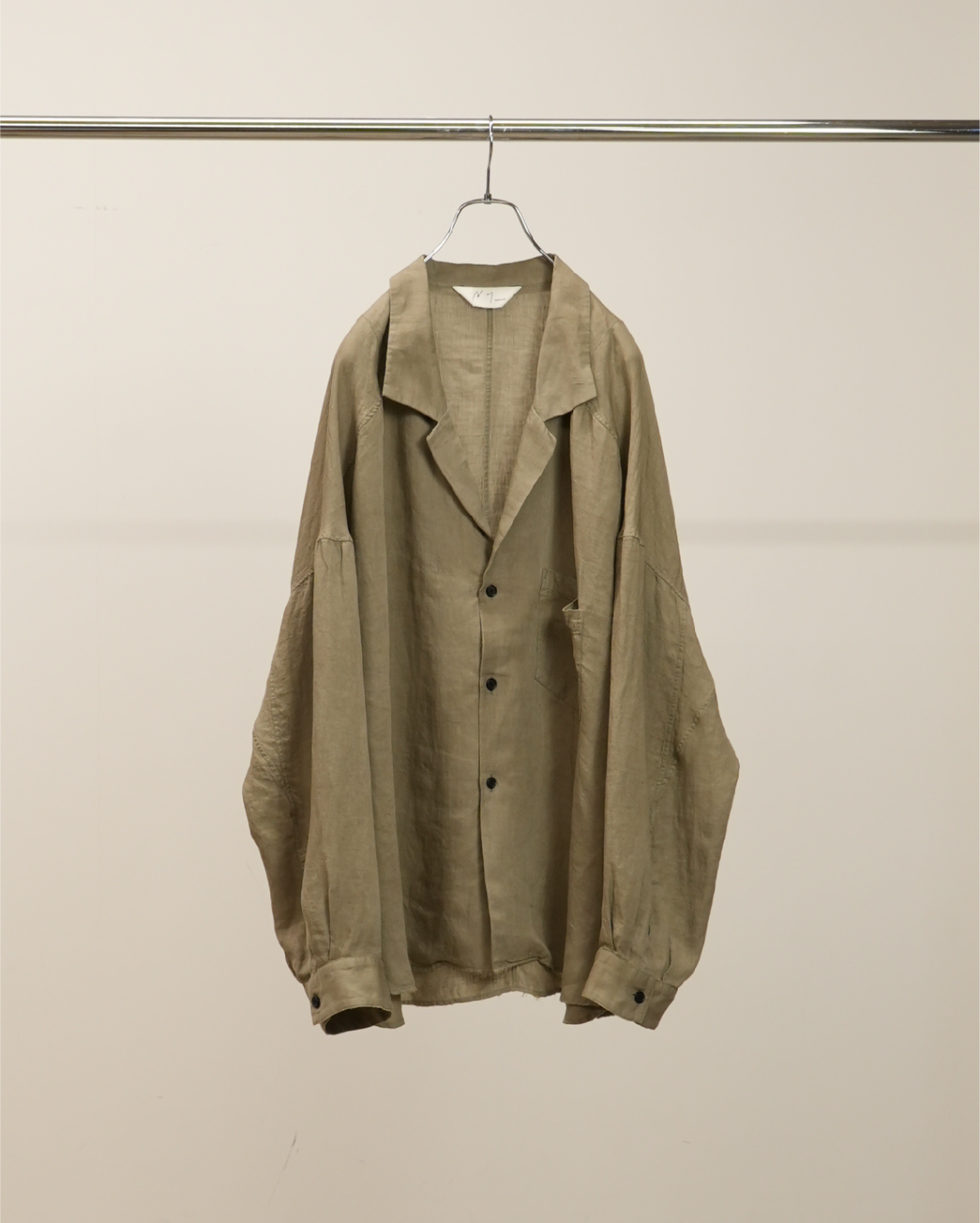 100/S LINEN TAILORED SHIRT(KHAKIBEIGE) – ANCELLM