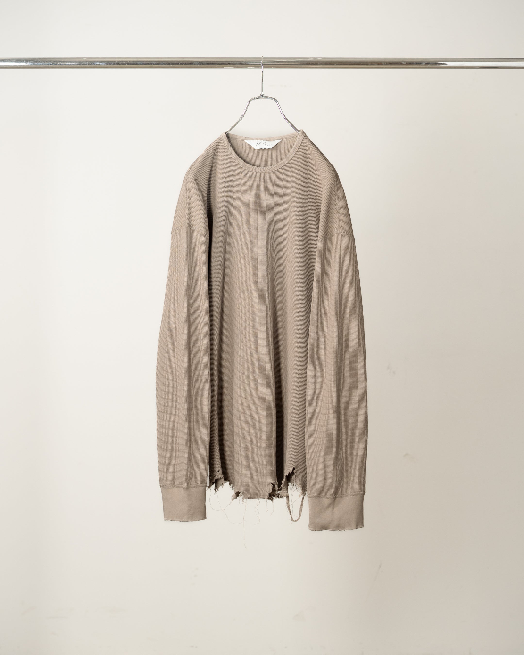 DAMAGE WAFFLE CREW LS(P.BEIGE) – ANCELLM