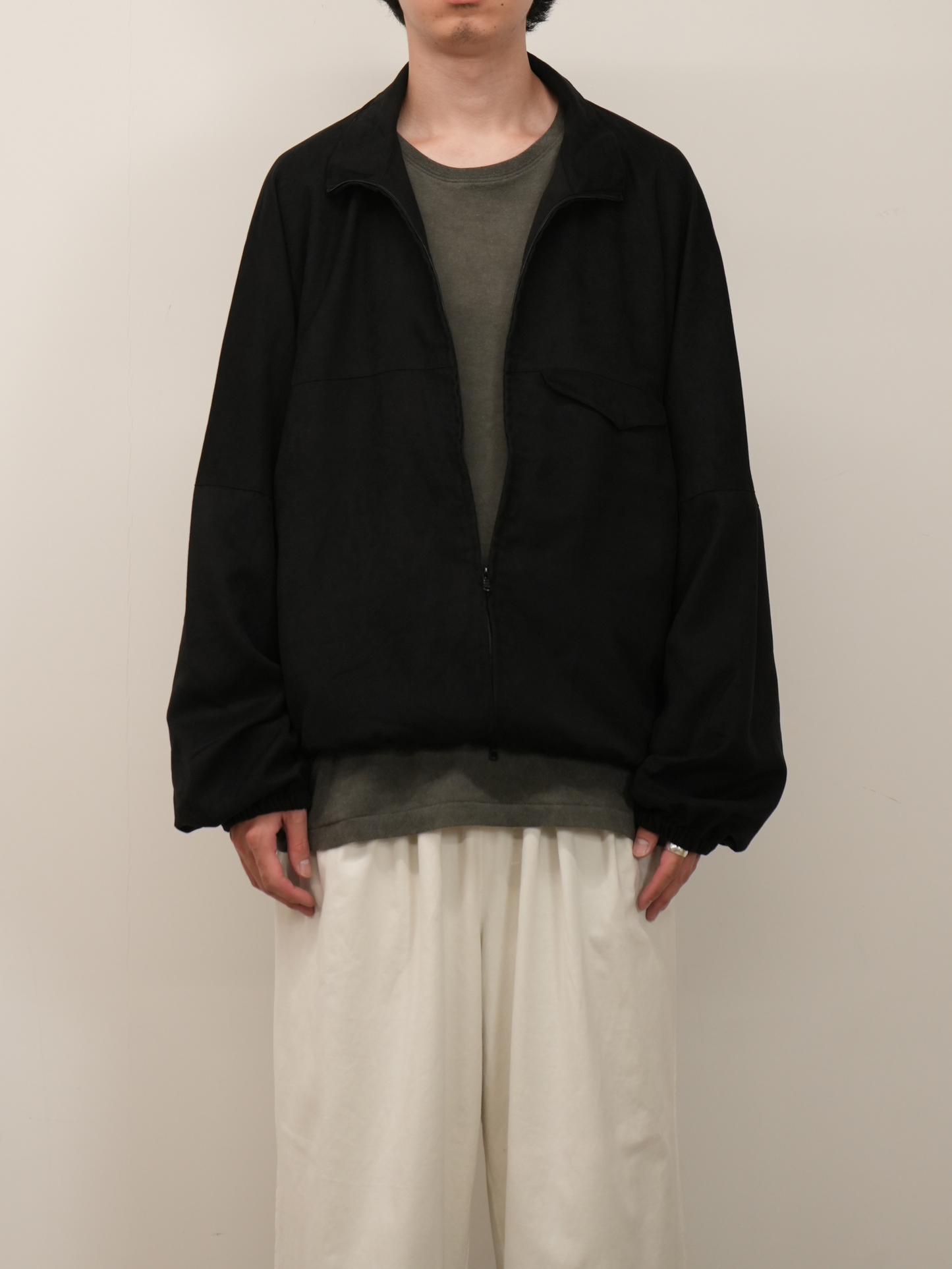 VEGAN SUEDE KIMONO BLOUSON(BLACK)