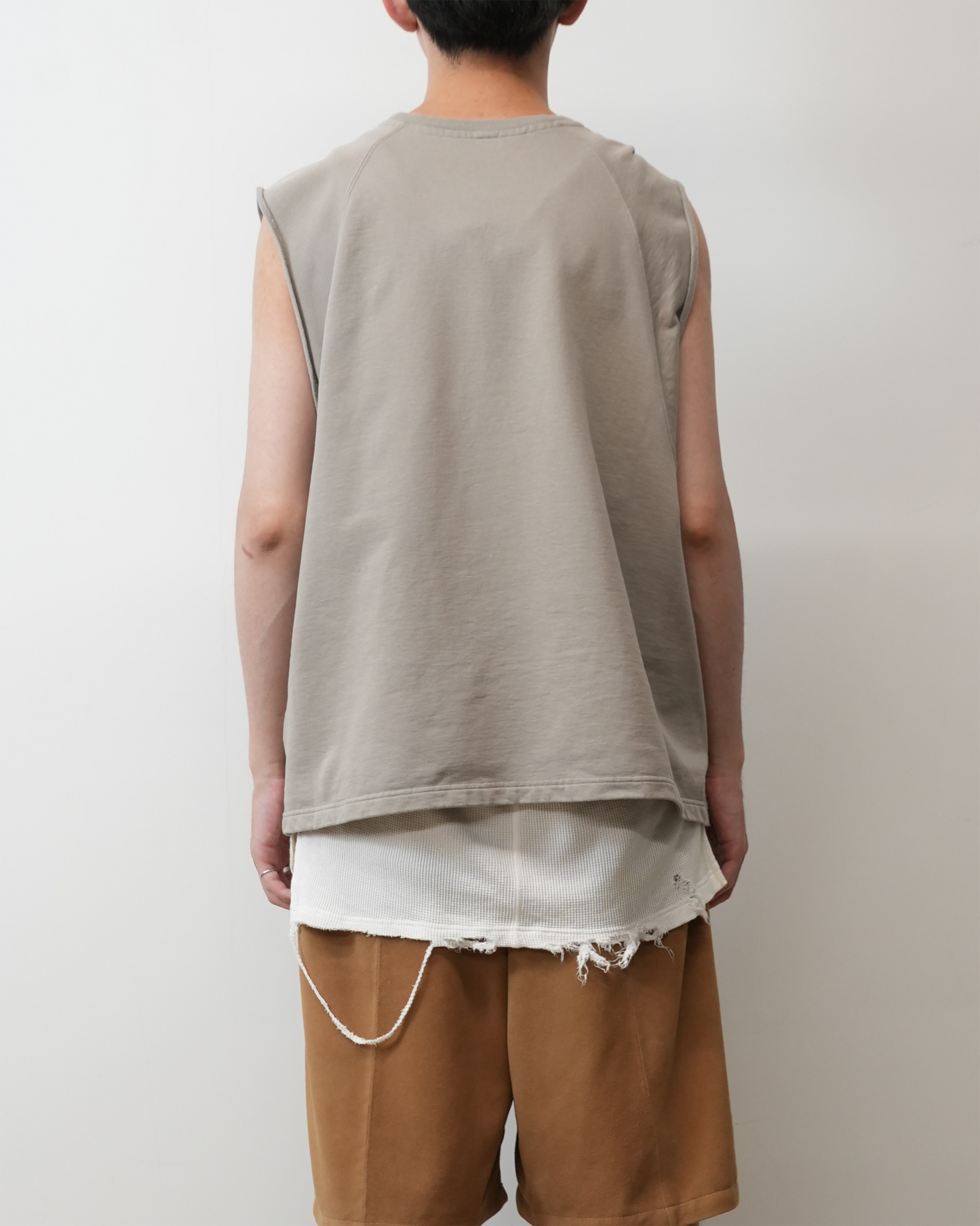 FADED SLEEVELESS T-SHIRT(BEIGE)