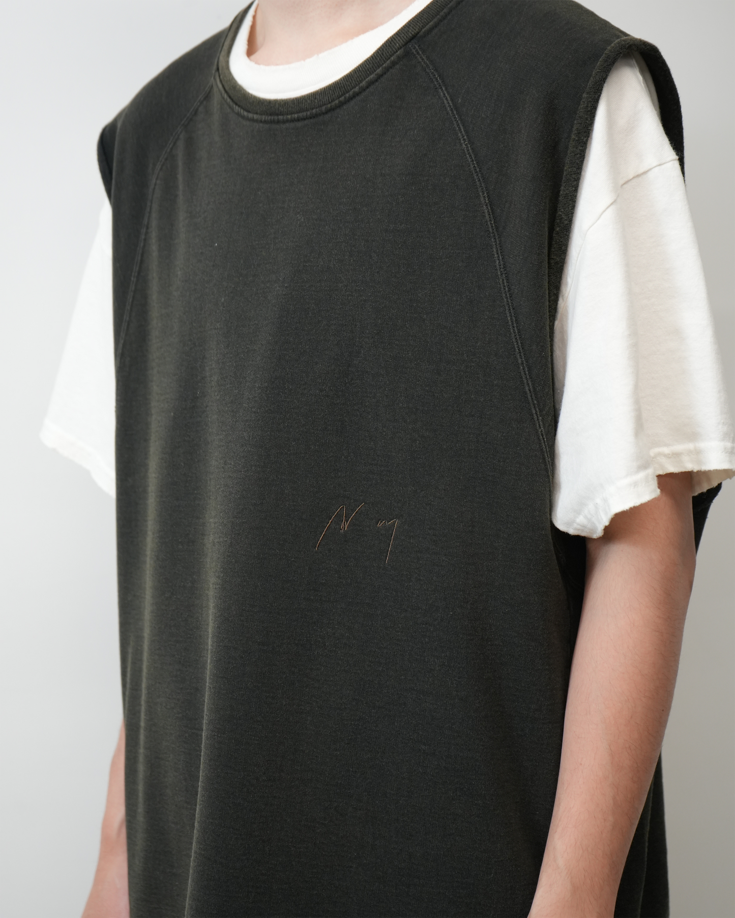 FADED SLEEVELESS T-SHIRT(BLACK)