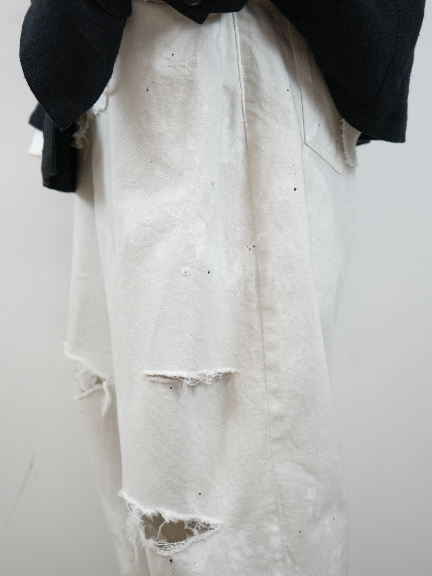 DAMAGE WIDE 5P DENIM PANTS(WHITE)