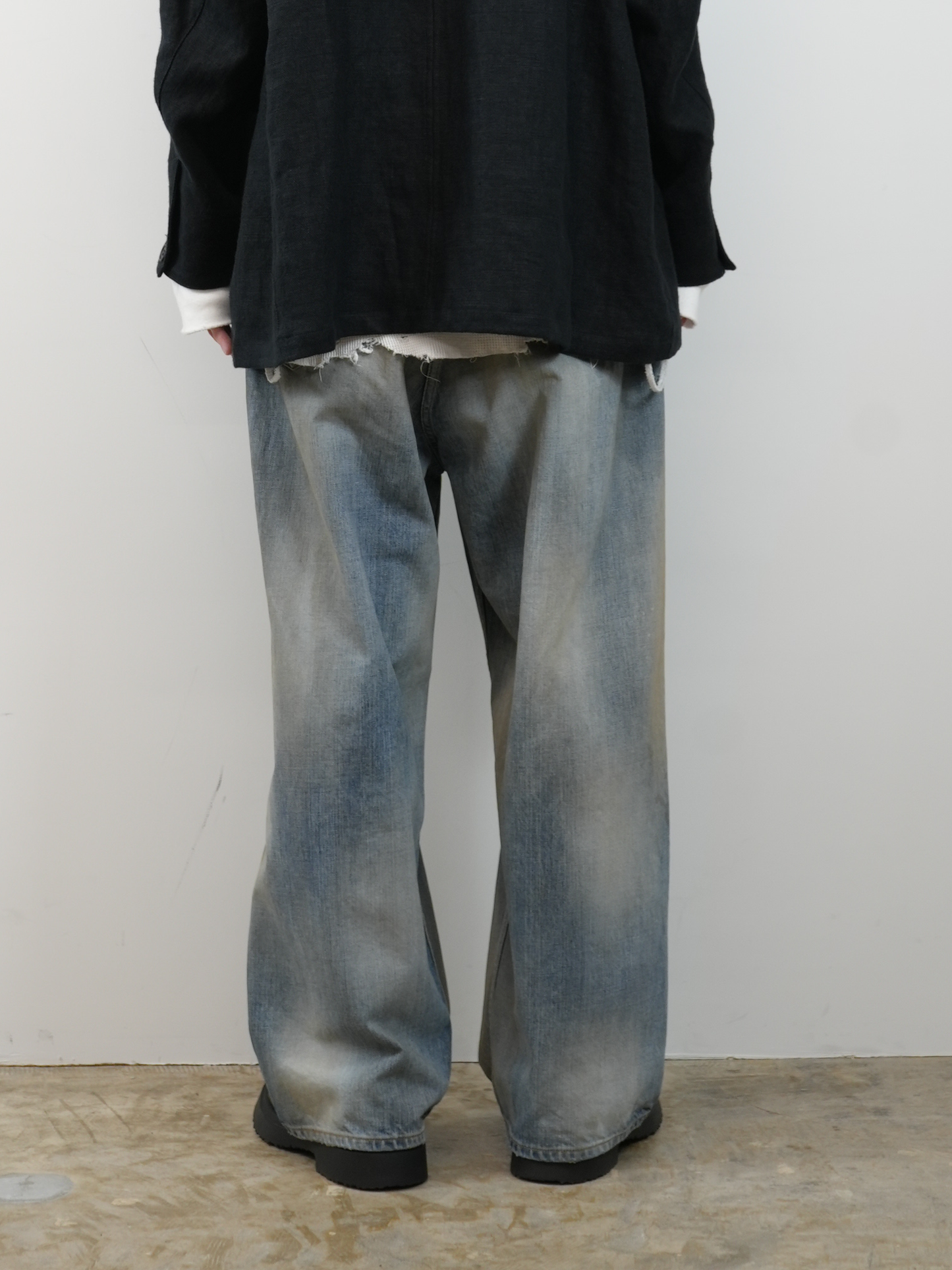 DAMAGE WIDE 5P DENIM PANTS(INDIGO)