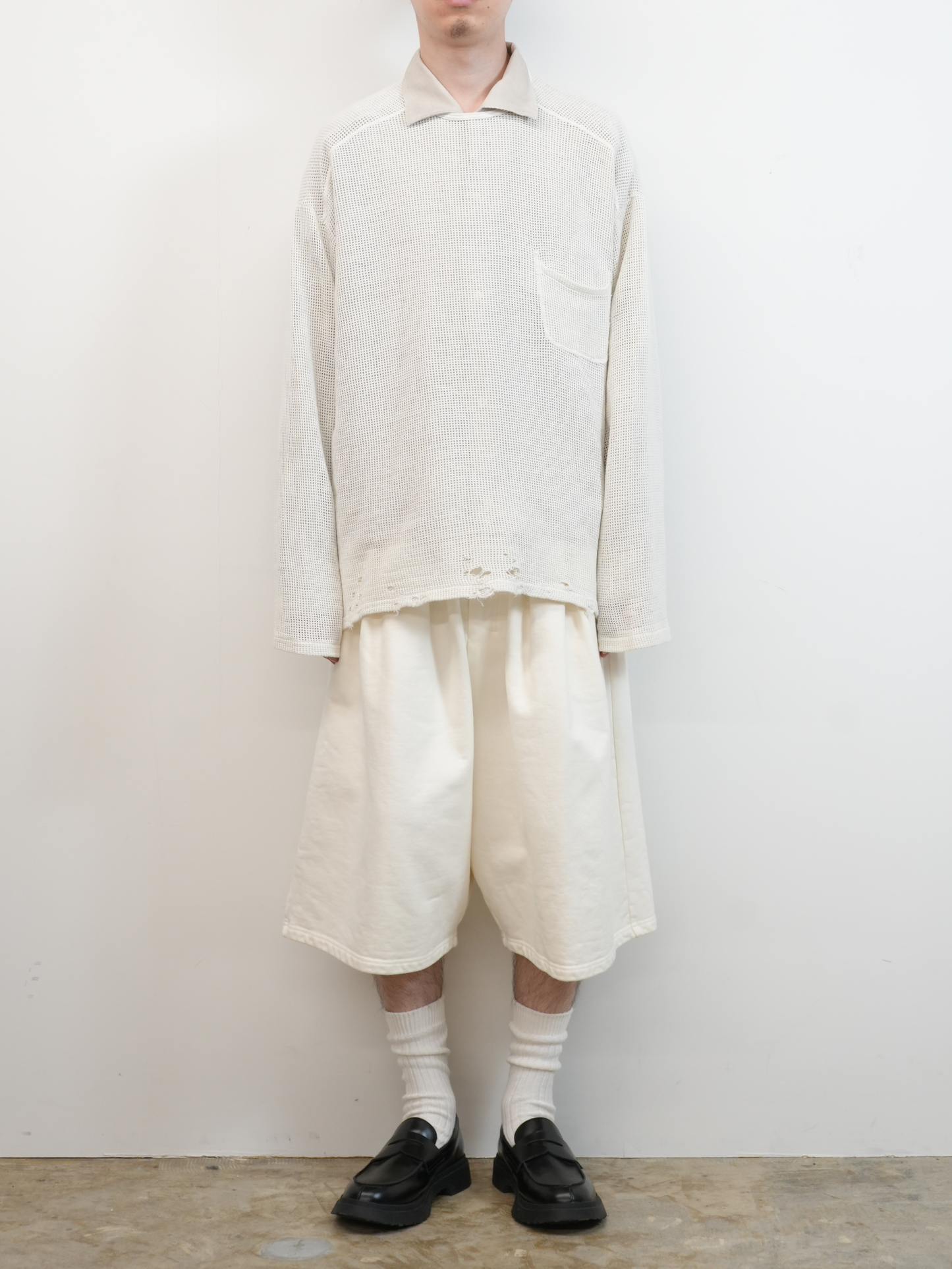 MARBLING MESH LS T-SHIRT(WHITE)