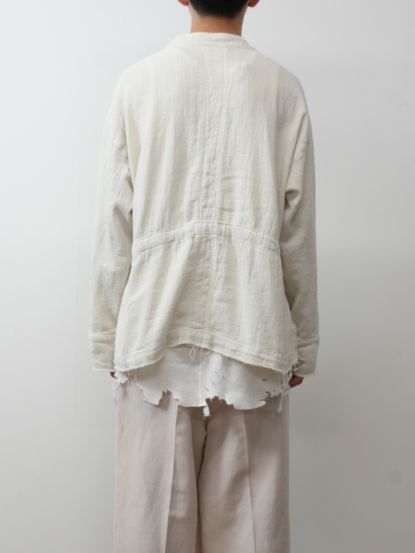 PANAMA COLLAR LESS SHIRT JACKET(OFF WHITE)
