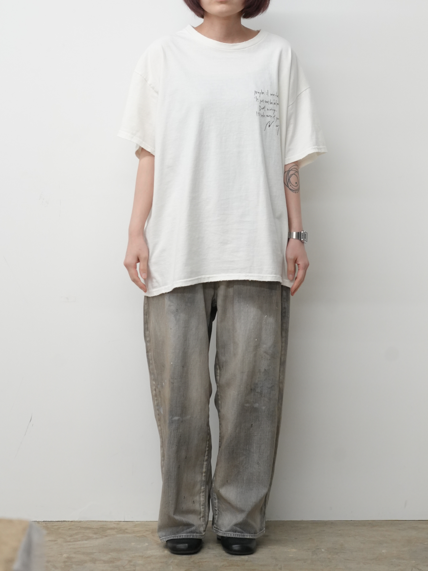 LIGHT OZ WIDE STRAIGHT DENIM PANTS(BLACK)