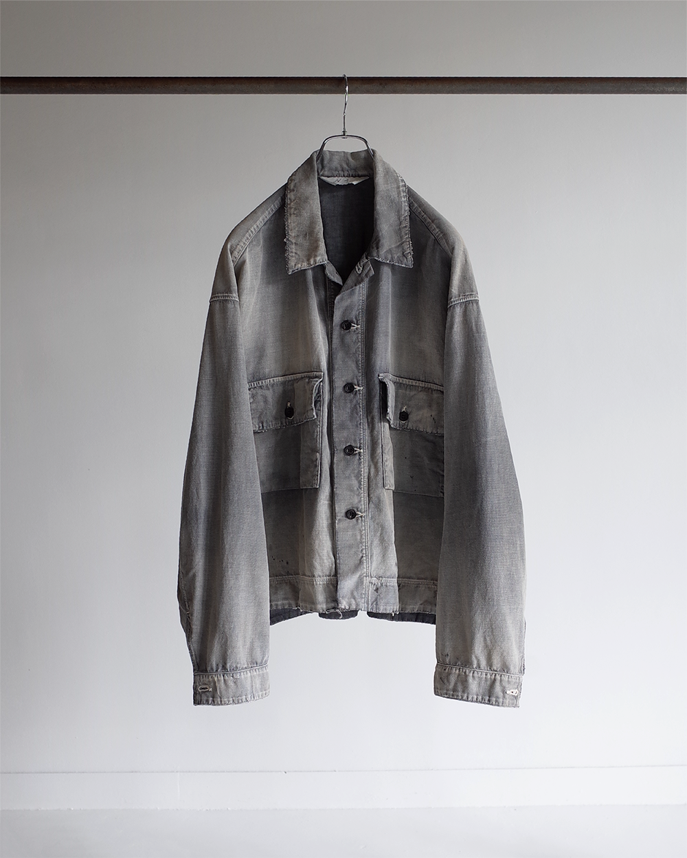 CHAMBRAY SHIRTS JACKET(BLACK) – ANCELLM CHAMBRAY SHIRTS JACKET(BLACK) – ANCELLM