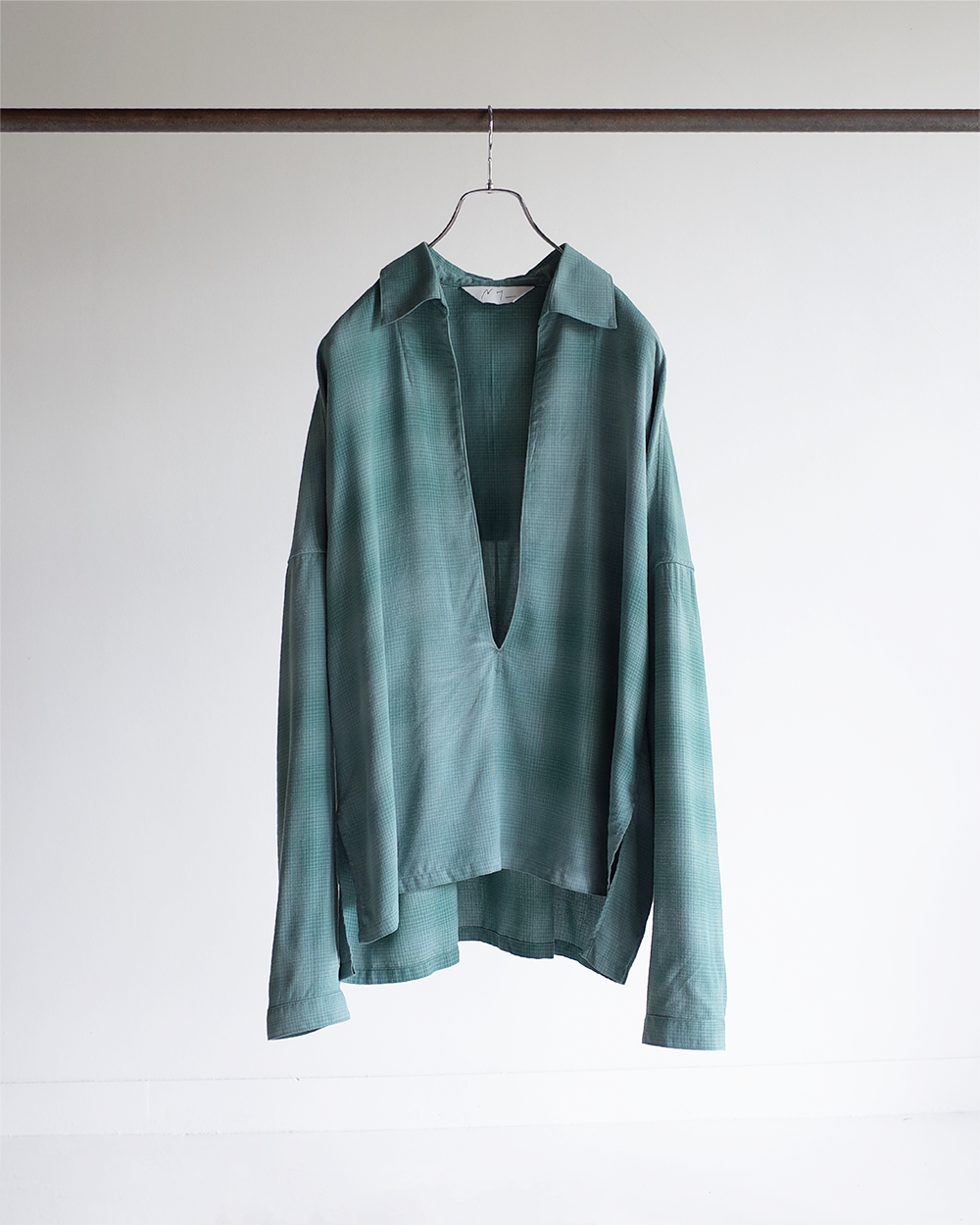 OMBRE CHECK PULLOVER SHIRT(GREEN) – ANCELLM OMBRE CHECK PULLOVER SHIRT(GREEN) – ANCELLM