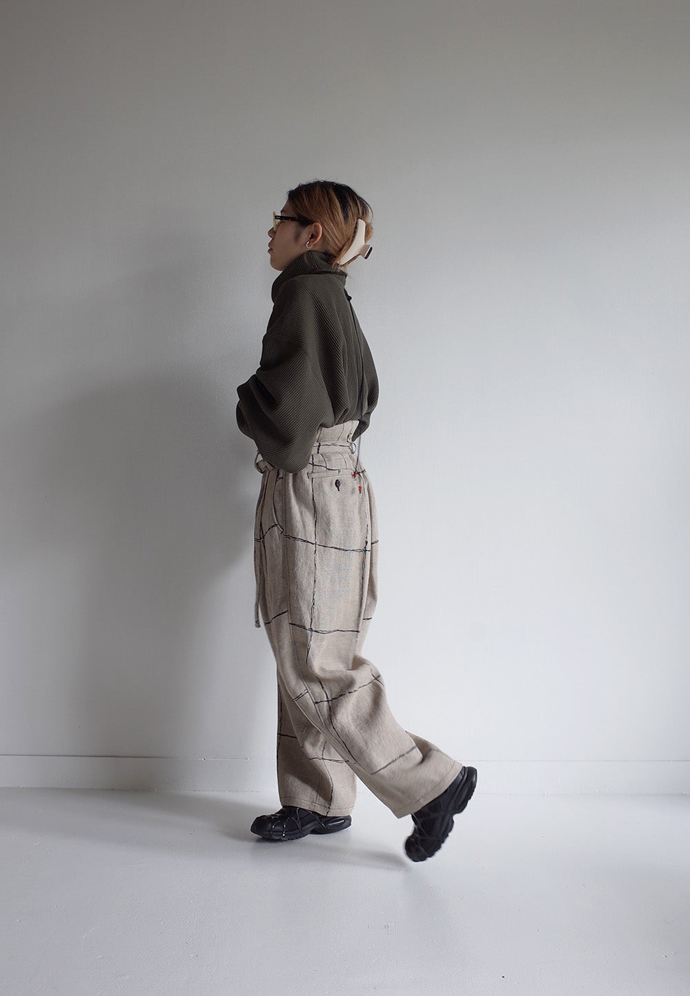 TURTLENECK WAFFLE OVERSIZED LS(KHAKI)