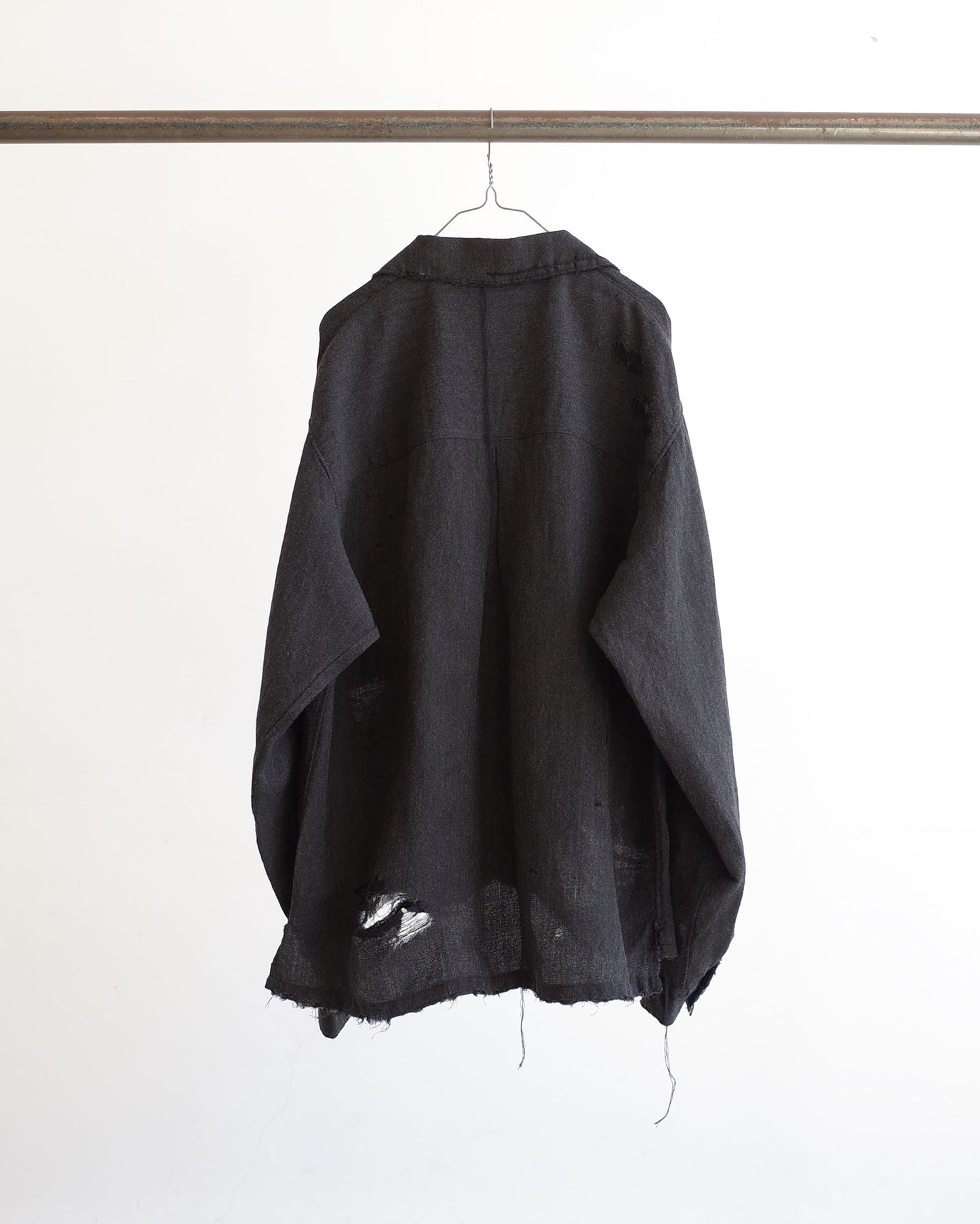 CRASH L/W OPEN COLLAR SHIRT(CHARCOAL)