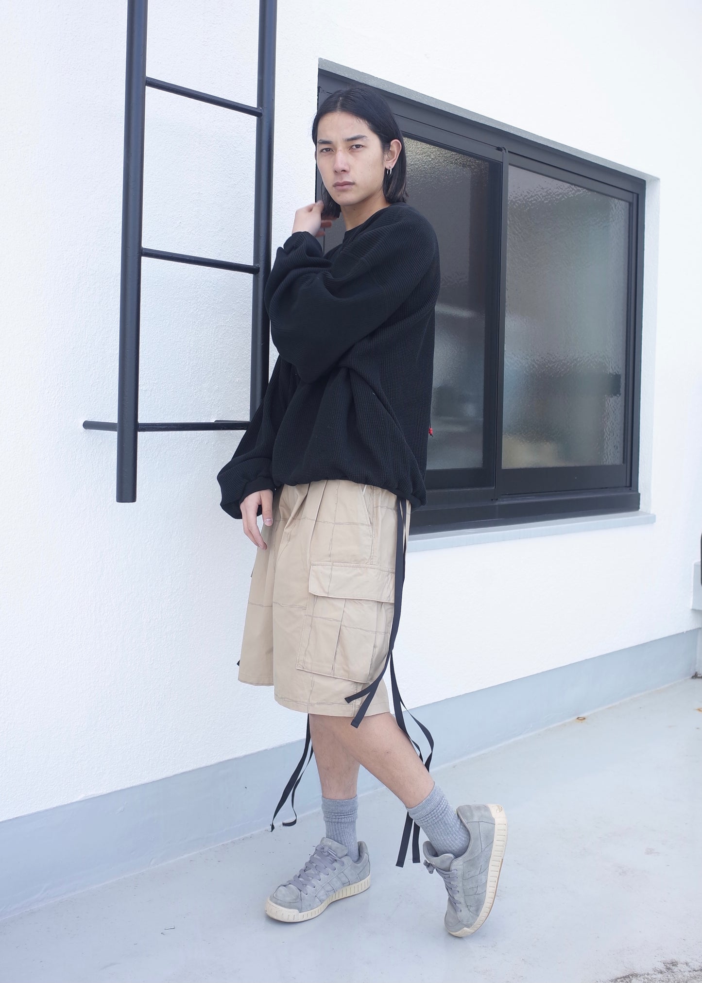 WAFFLE OVER LS(BLACK)