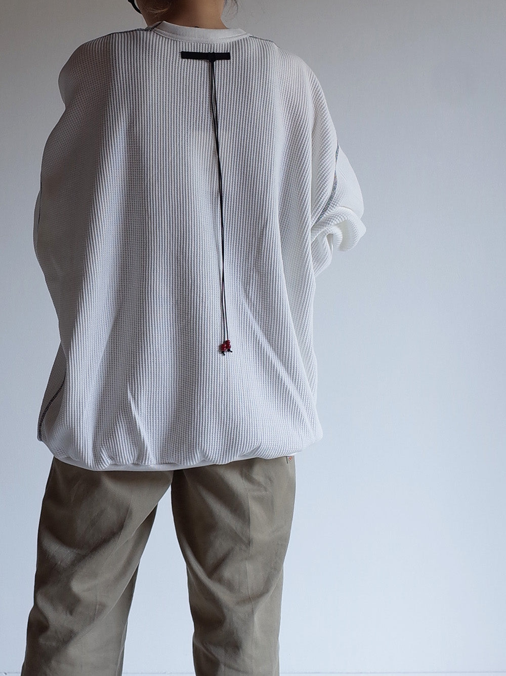 WAFFLE OVERSIZED LS(WHITE)