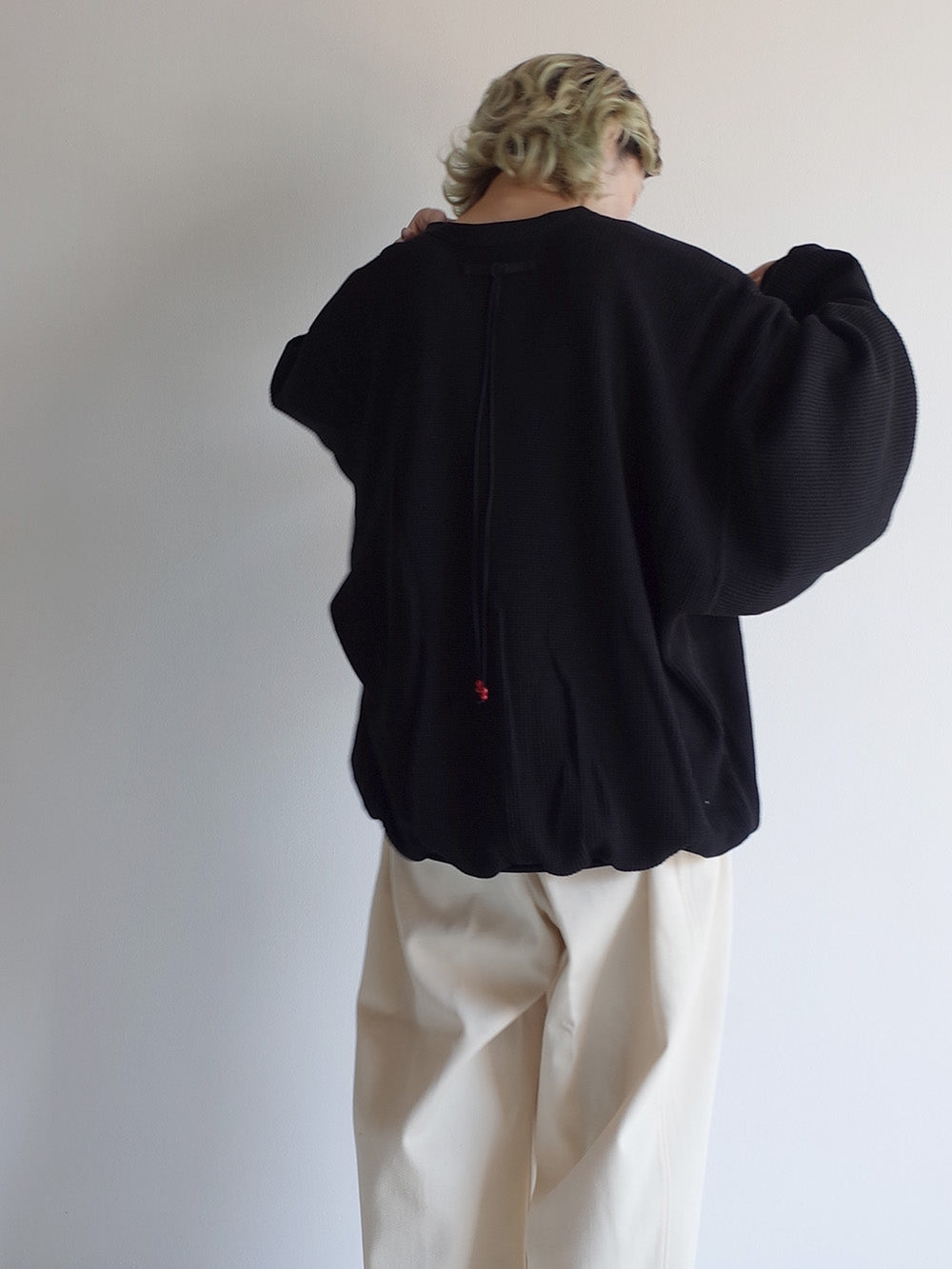 WAFFLE OVERSIZED LS(BLACK)