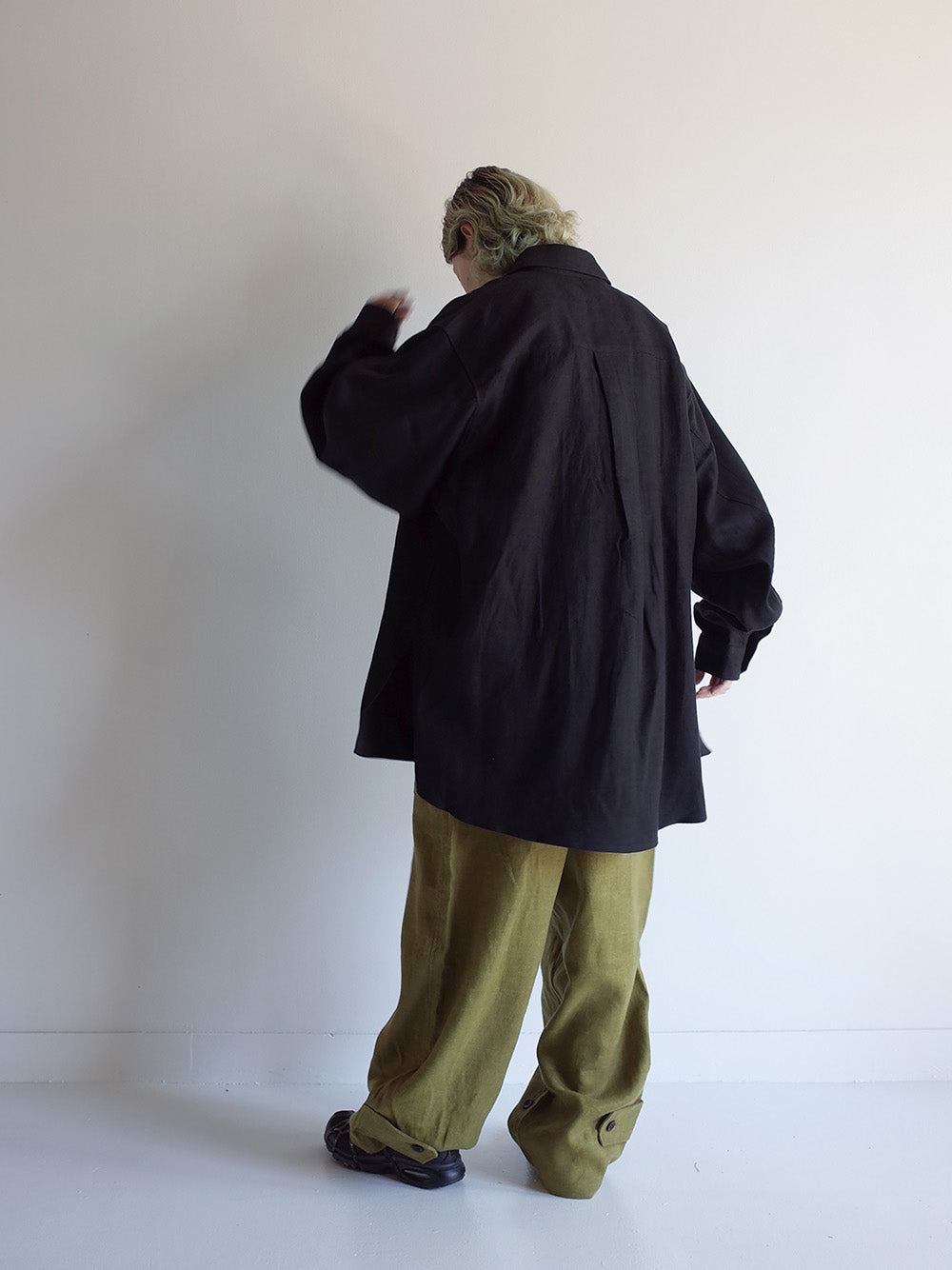 LINENSUEDE OVERSIZED LS SHIRT(BLACK)