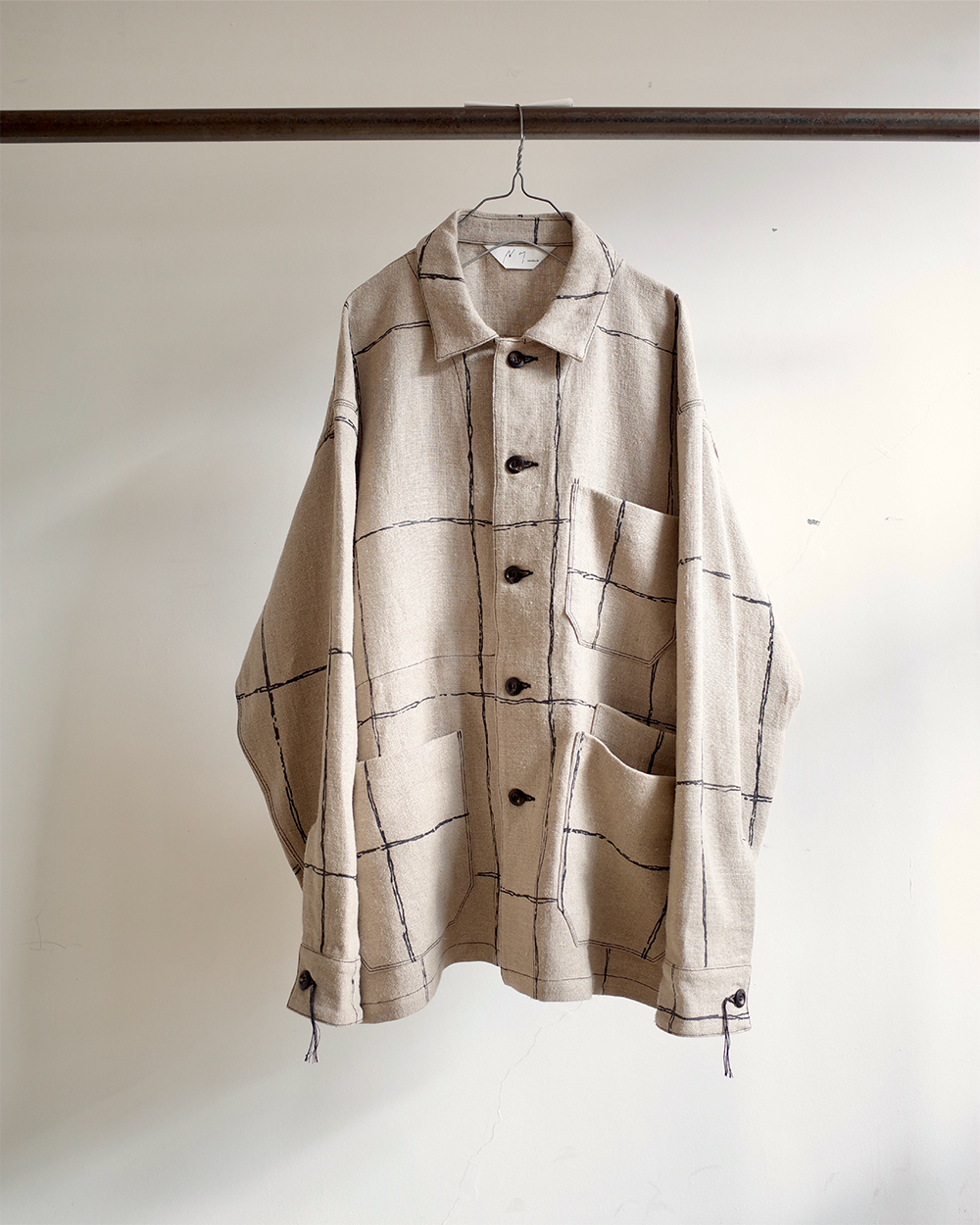 DRAWING CHECK LINEN COVERALL – ANCELLM