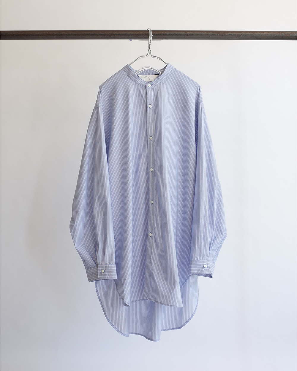 NO COLLAR LONG SHIRT (BLUE) – ANCELLM