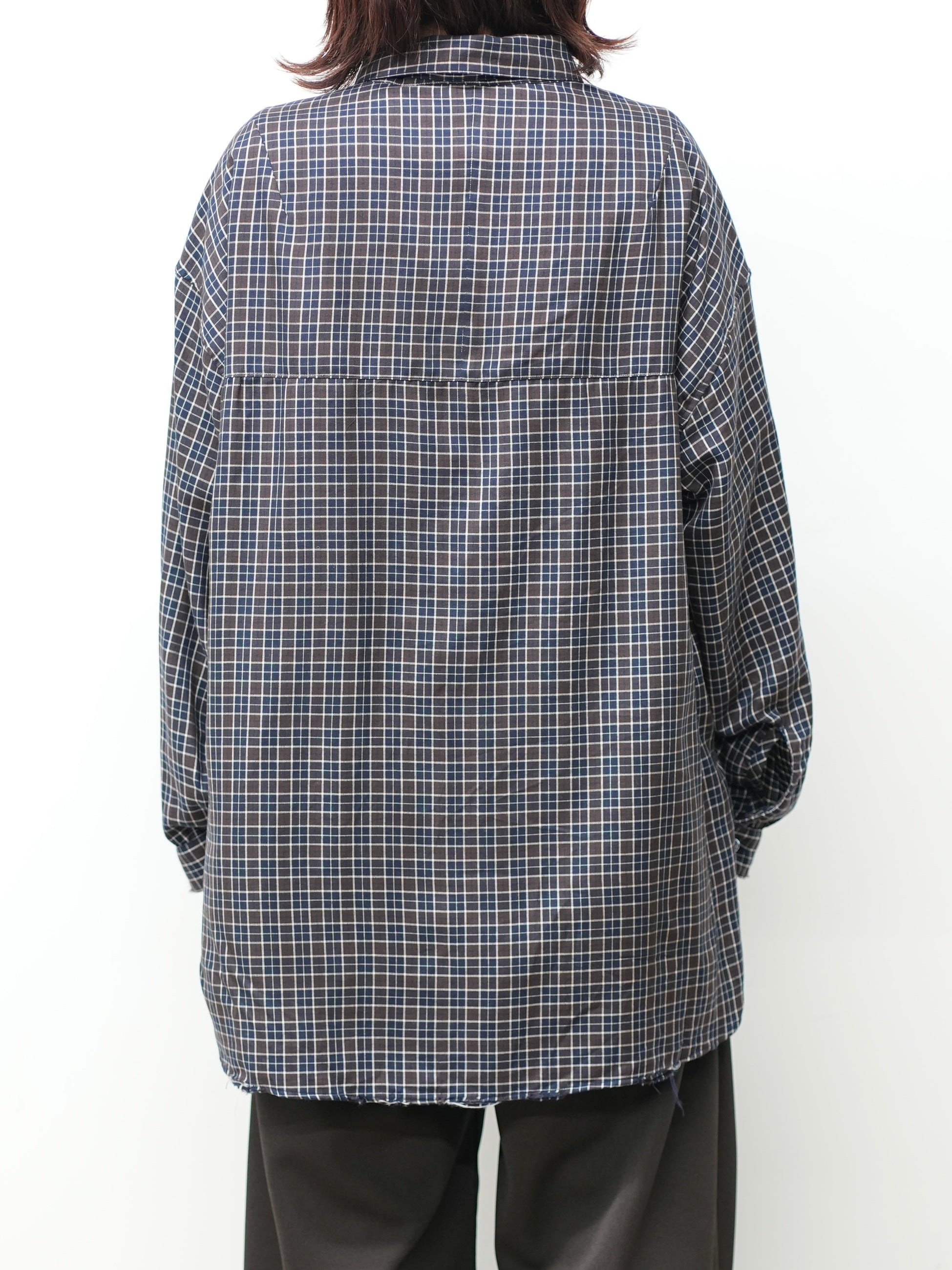 BOW-TIE CHECK SHIRT(NAVY) – ANCELLM