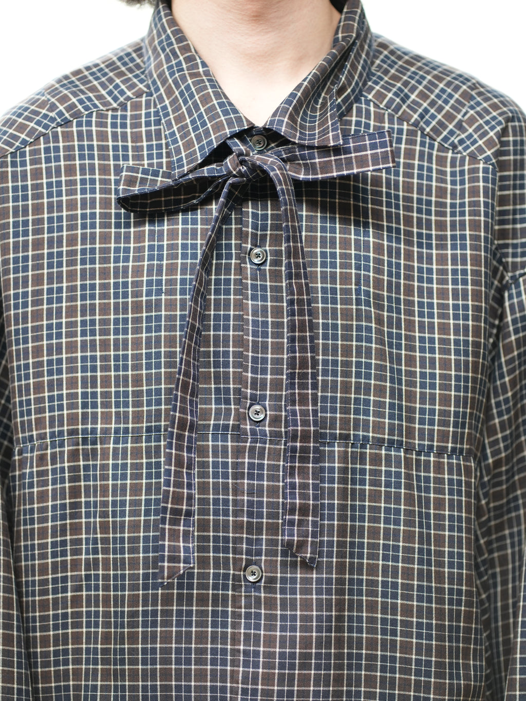 BOW-TIE CHECK SHIRT(NAVY)