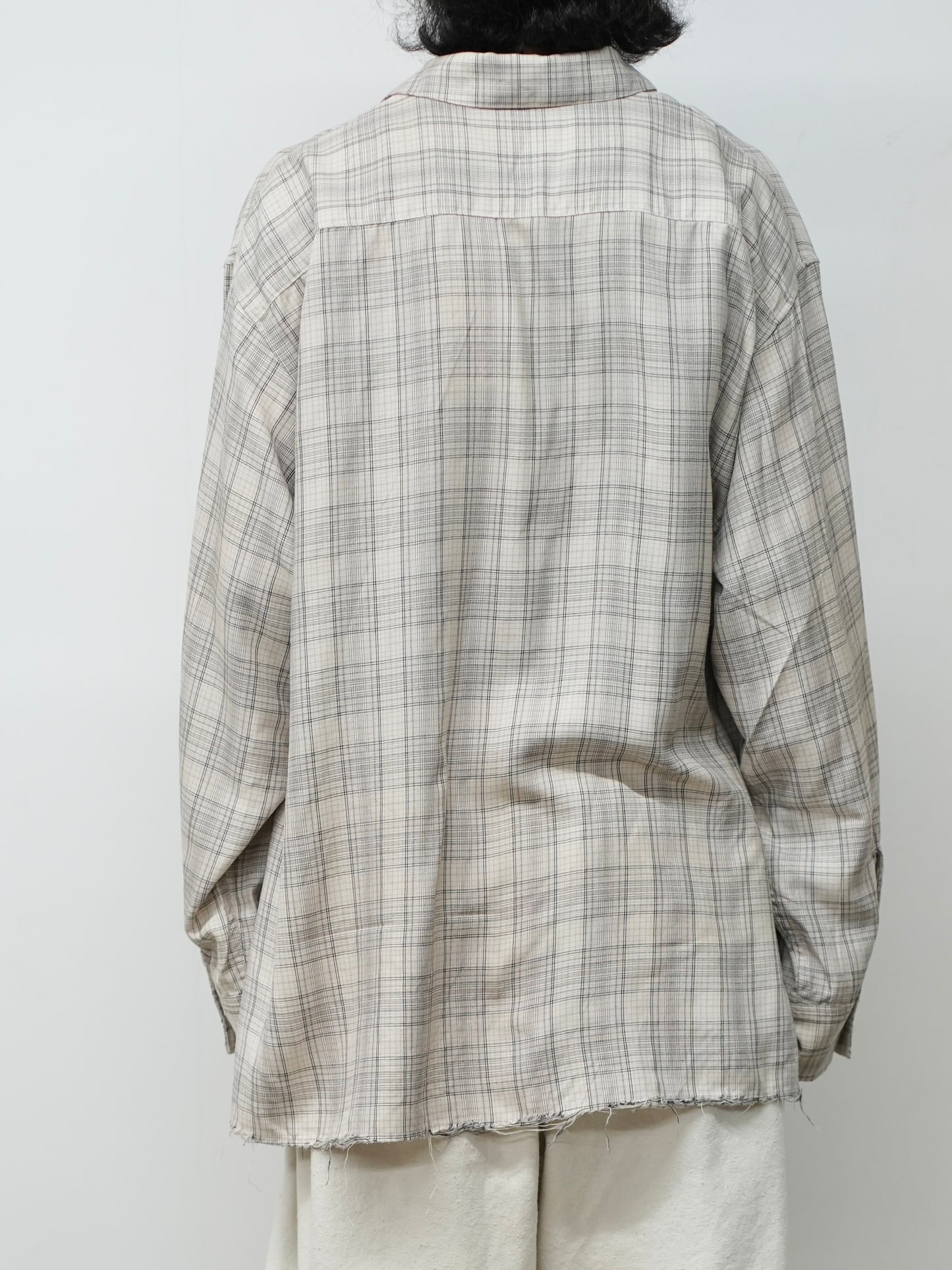AGING RAYON CHECK SHIRT(BEIGE)