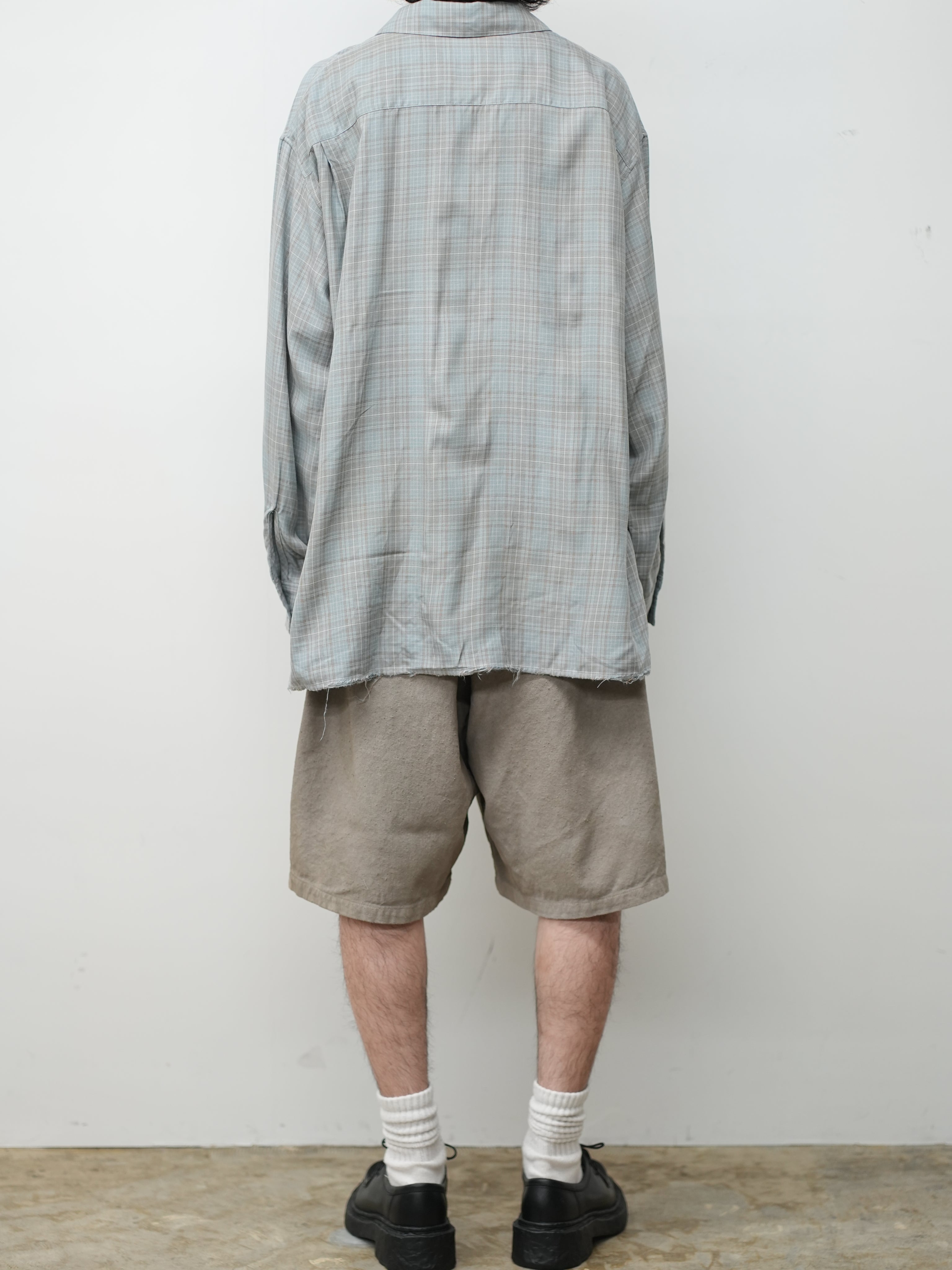 AGING RAYON CHECK SHIRT(BLUE) – ANCELLM
